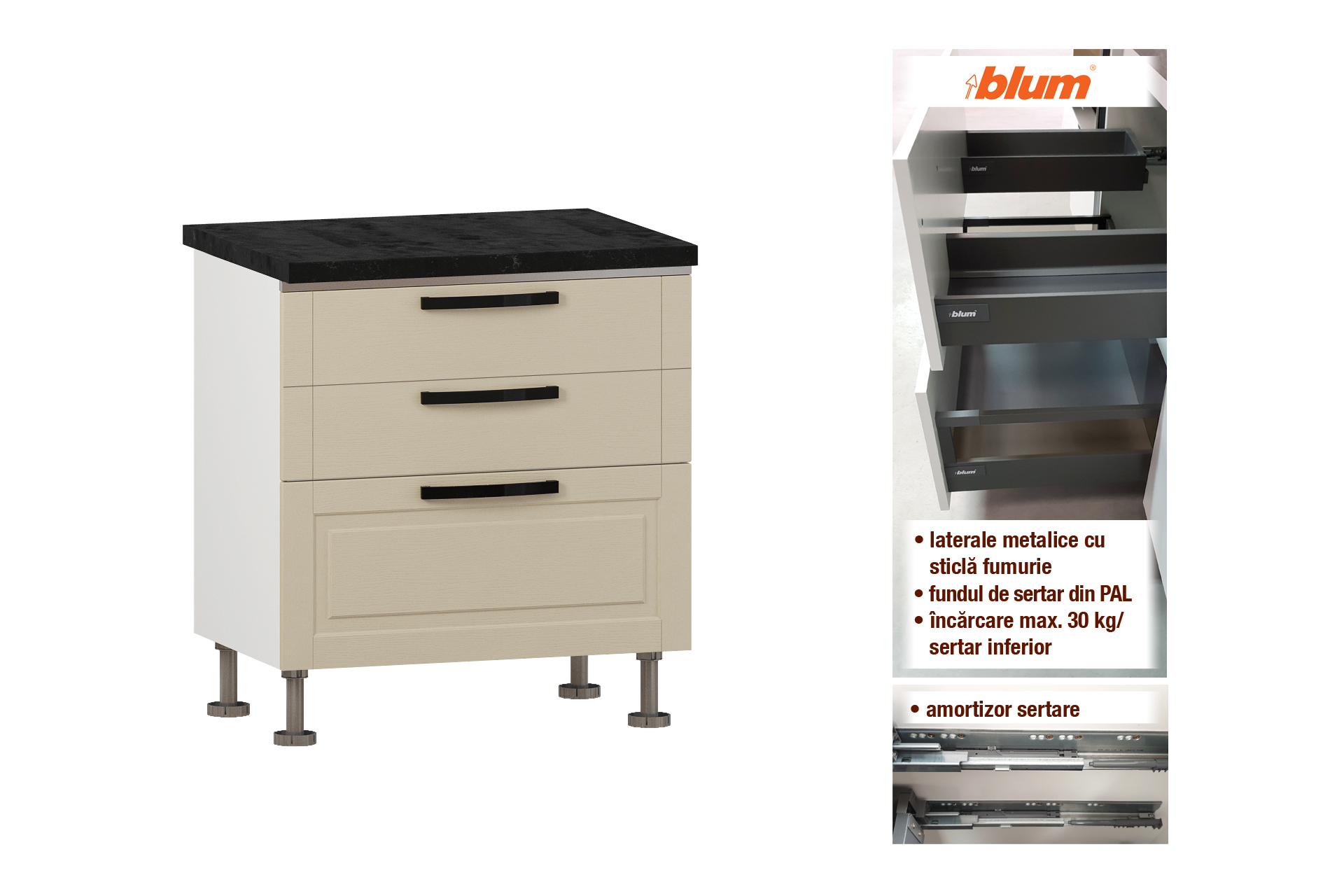 Modul cu 2 sertare pentru chiuvetă L80 - imagine 2
