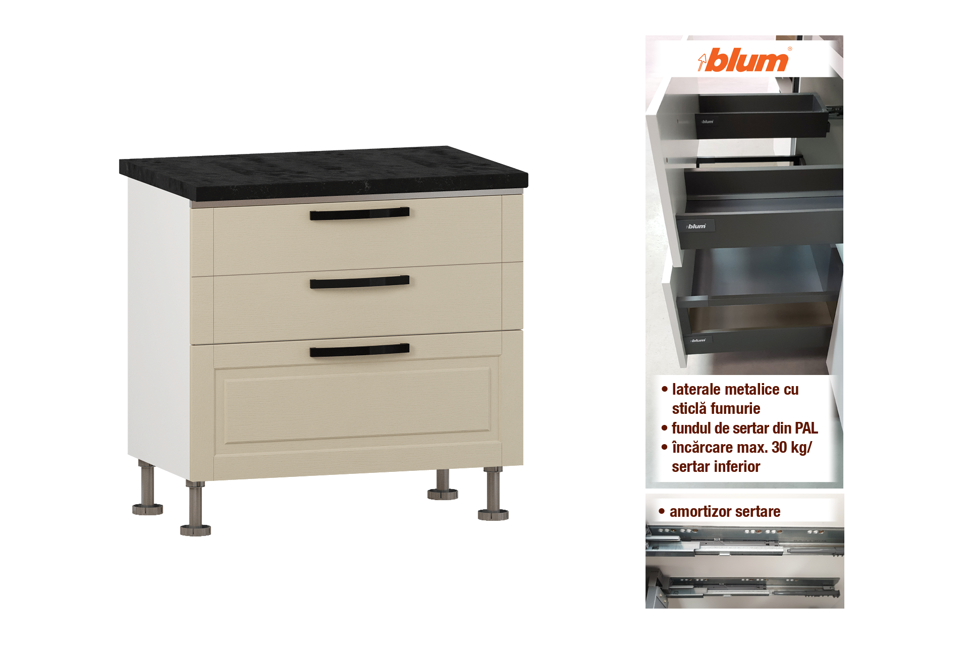 Modul cu 2 sertare pentru chiuvetă L90 - imagine 2