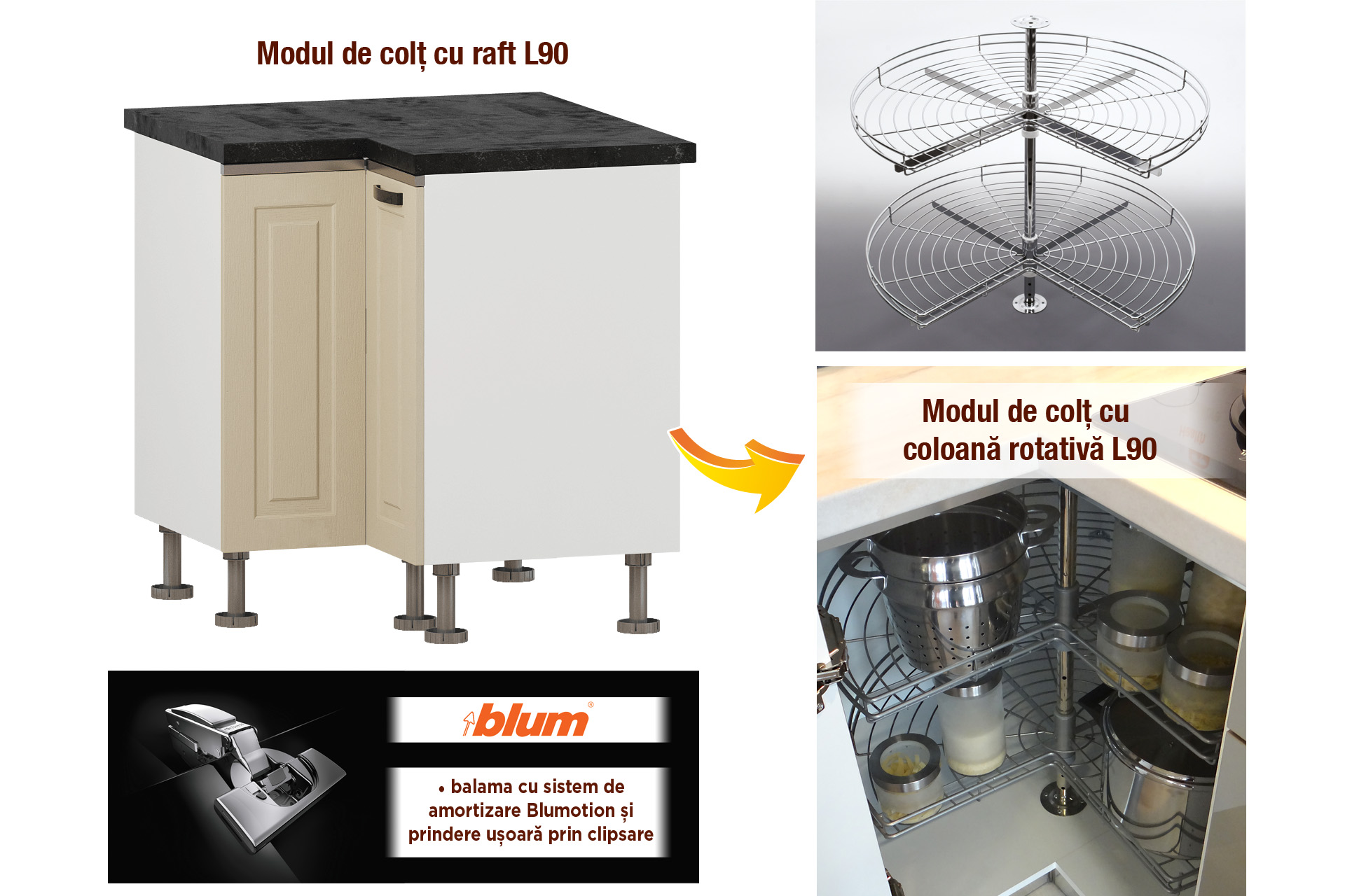 Modul de colț cu ușă dublă L90 - imagine 2