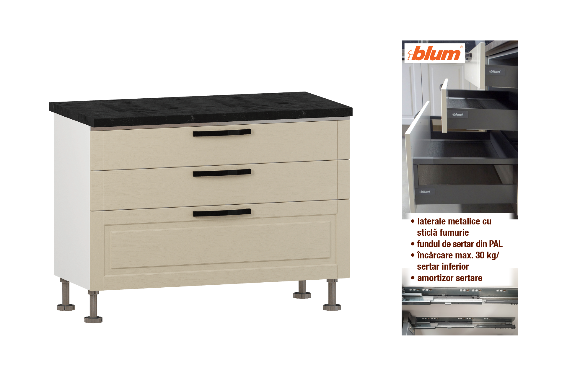 Modul cu 3 sertare L120 - imagine 2