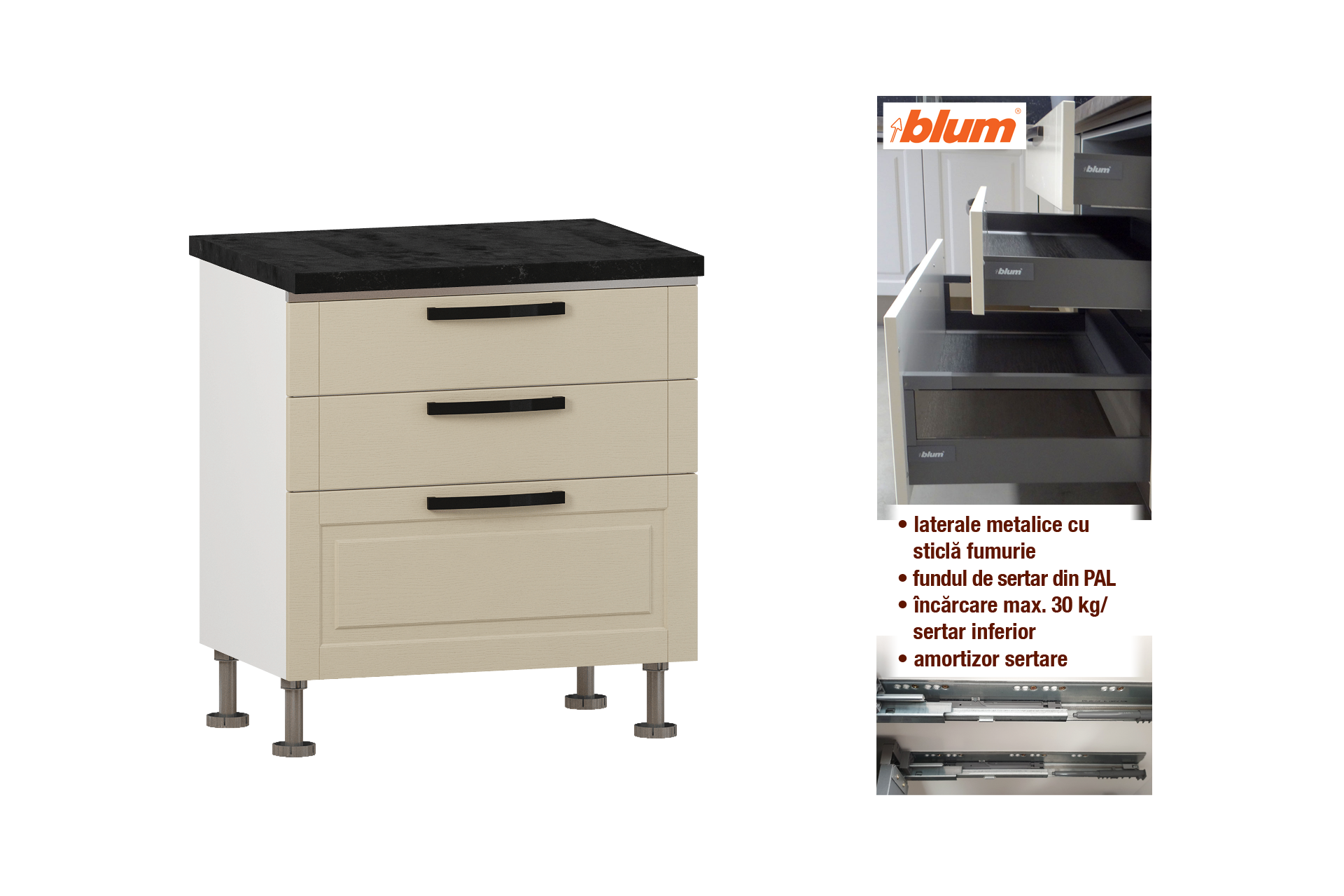 Modul cu 3 sertare L80 - imagine 2