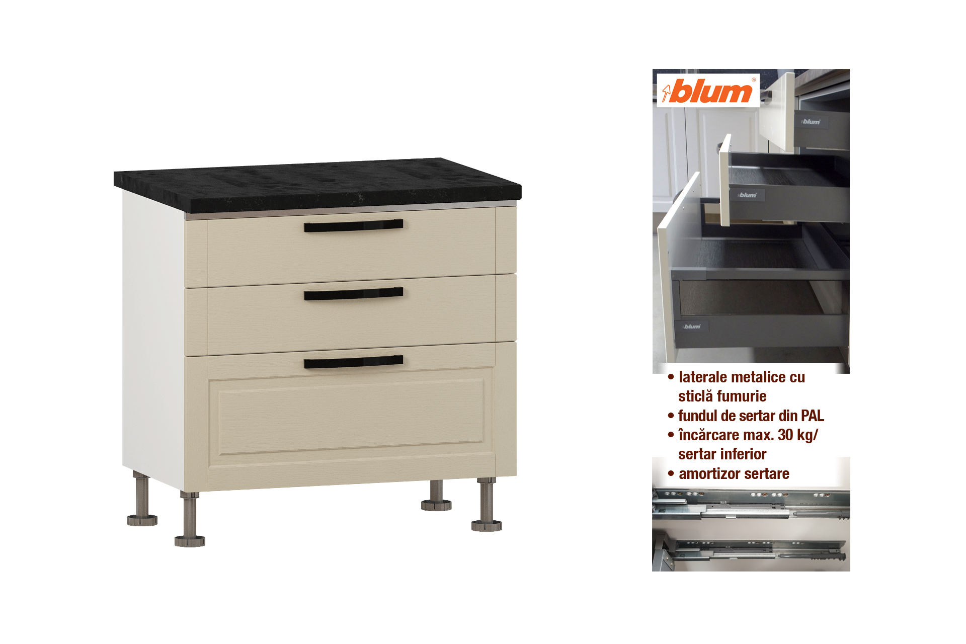 Modul cu 3 sertare L90 - imagine 2