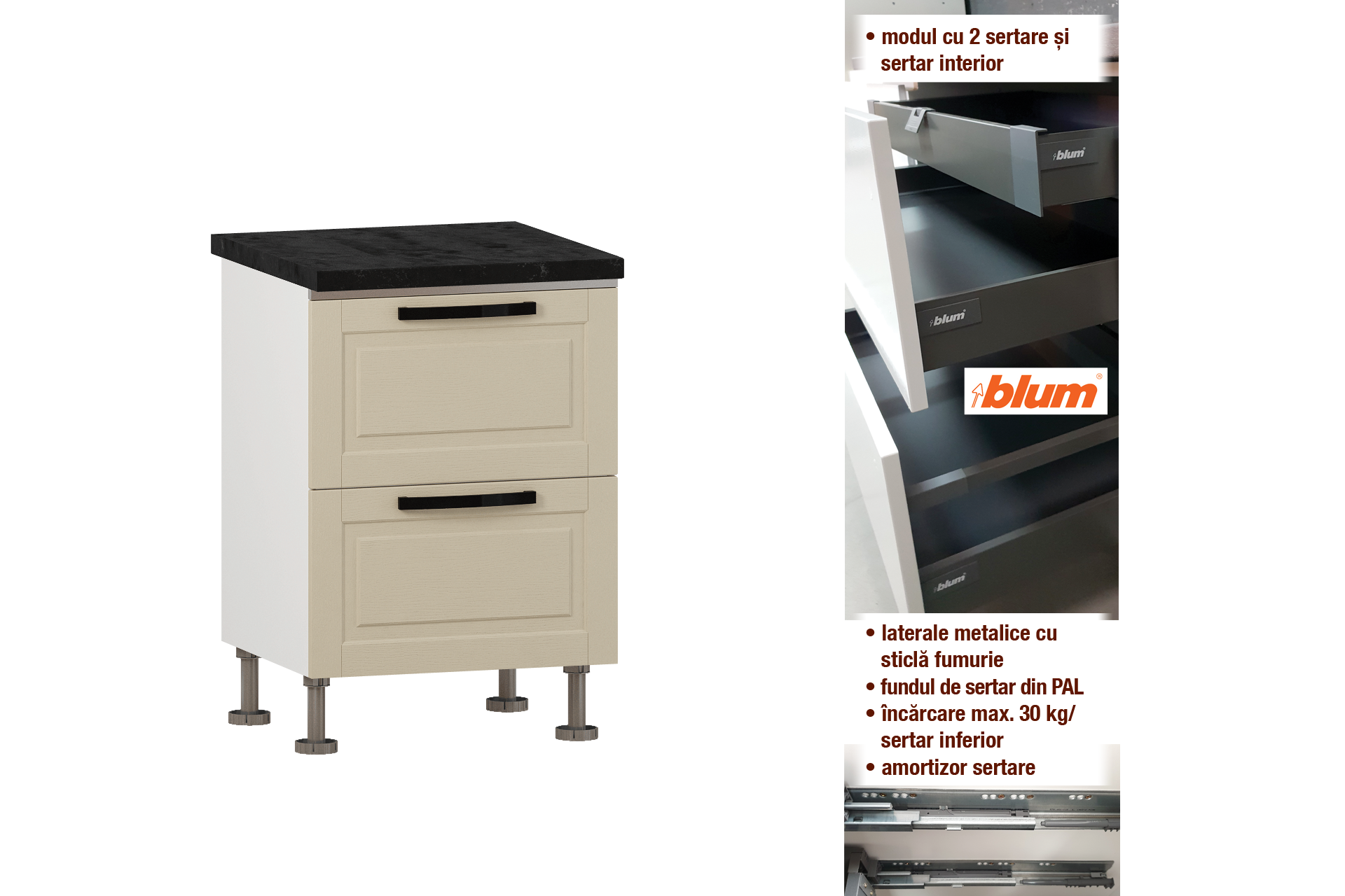 Modul cu 2 sertare L60 - imagine 2