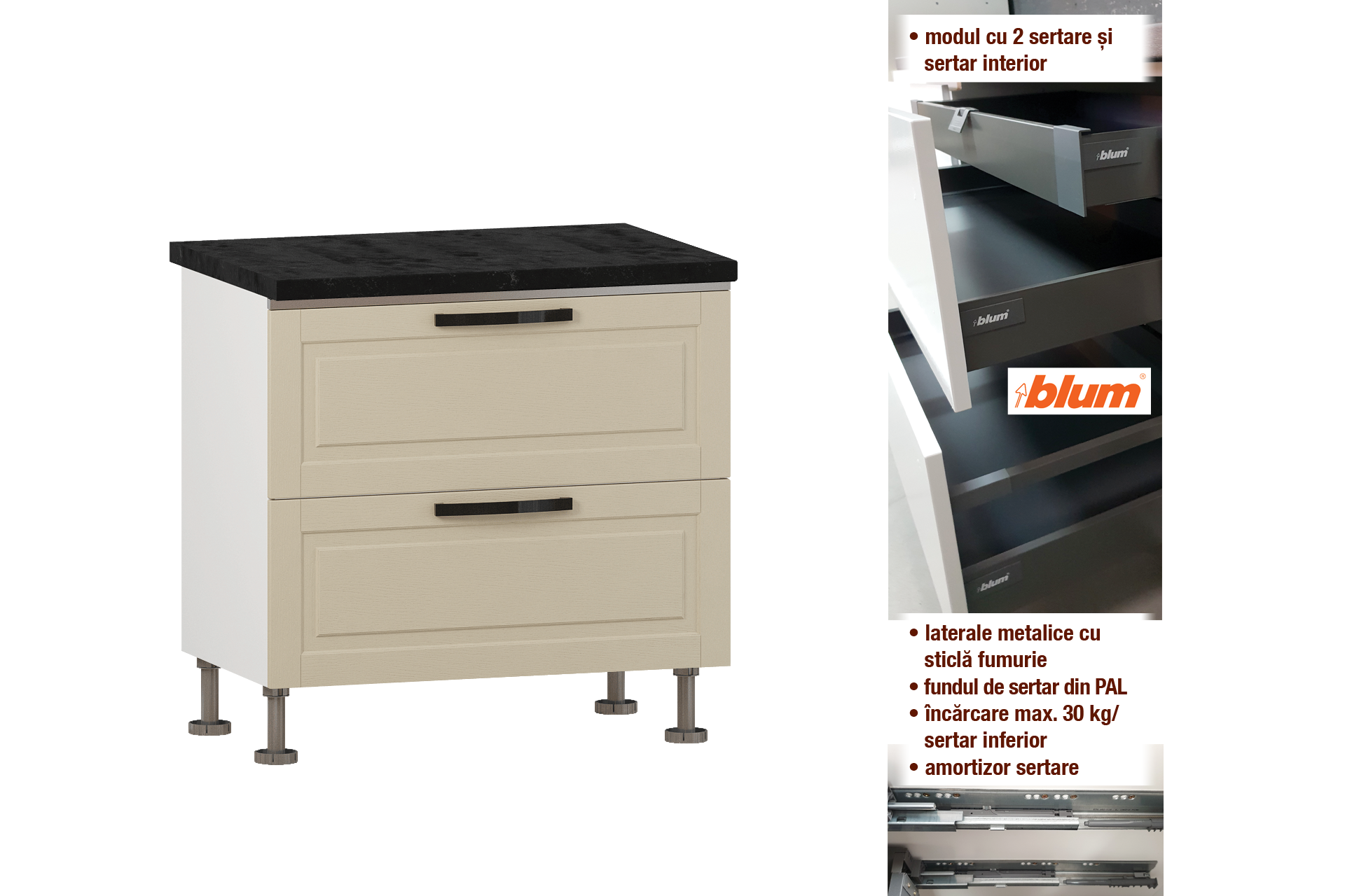 Modul cu 2 sertare L90 - imagine 2
