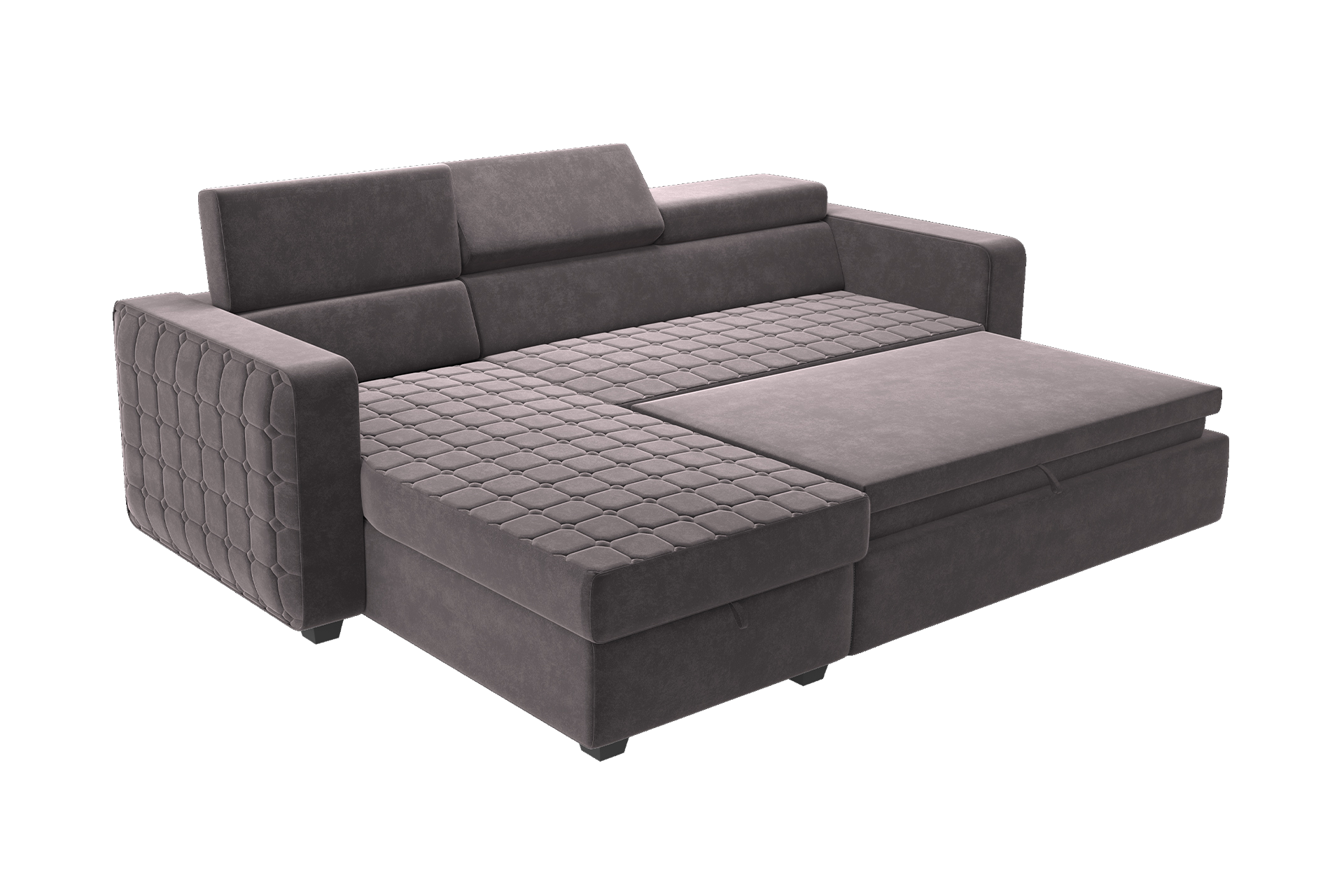Pachet colțar extensibil cu tetiere și ladă pentru depozitare + 2 perne decorative - imagine 5