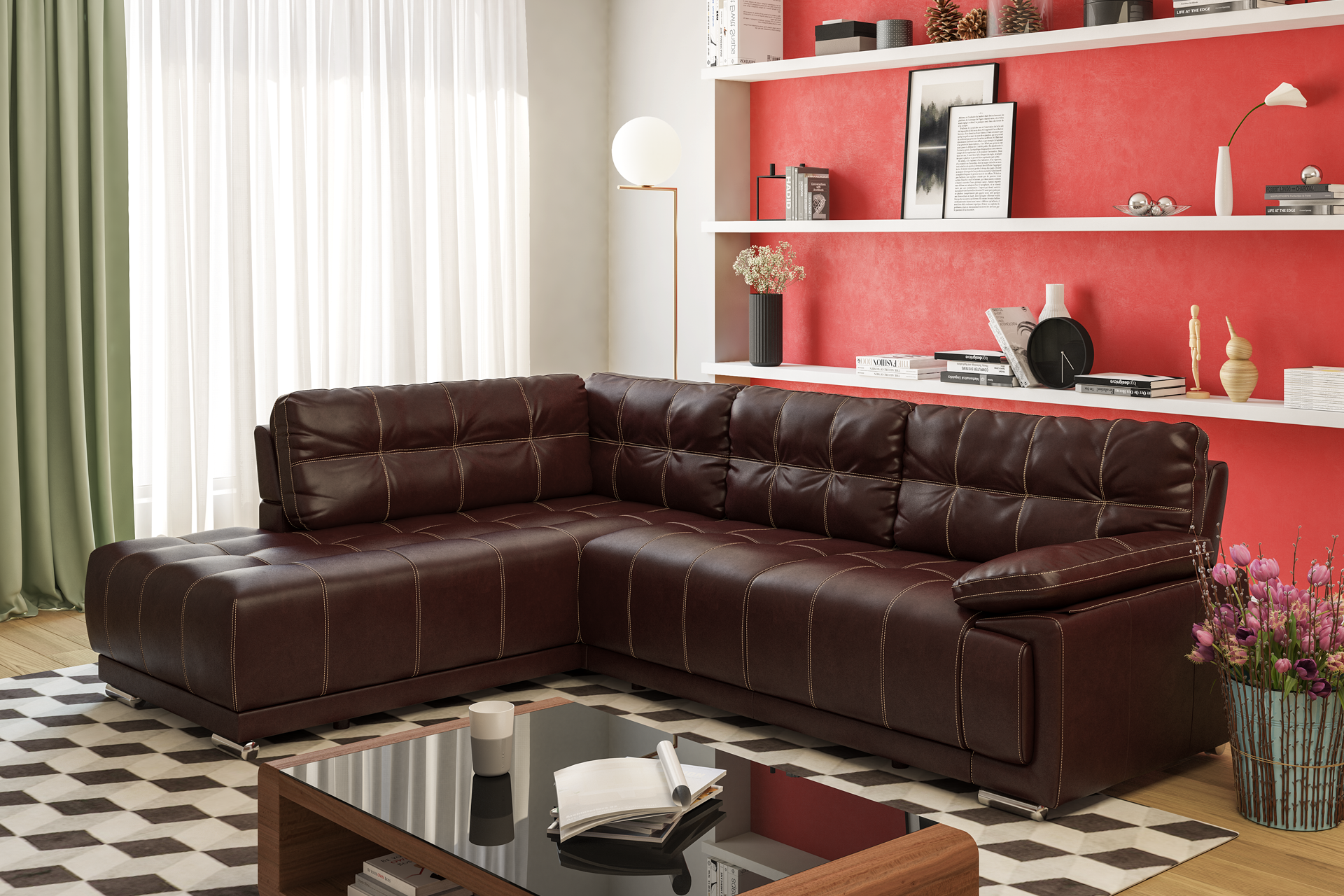 Pachet colțar extensibil California cu ladă pentru depozitare + 2 perne decorative - imagine 5