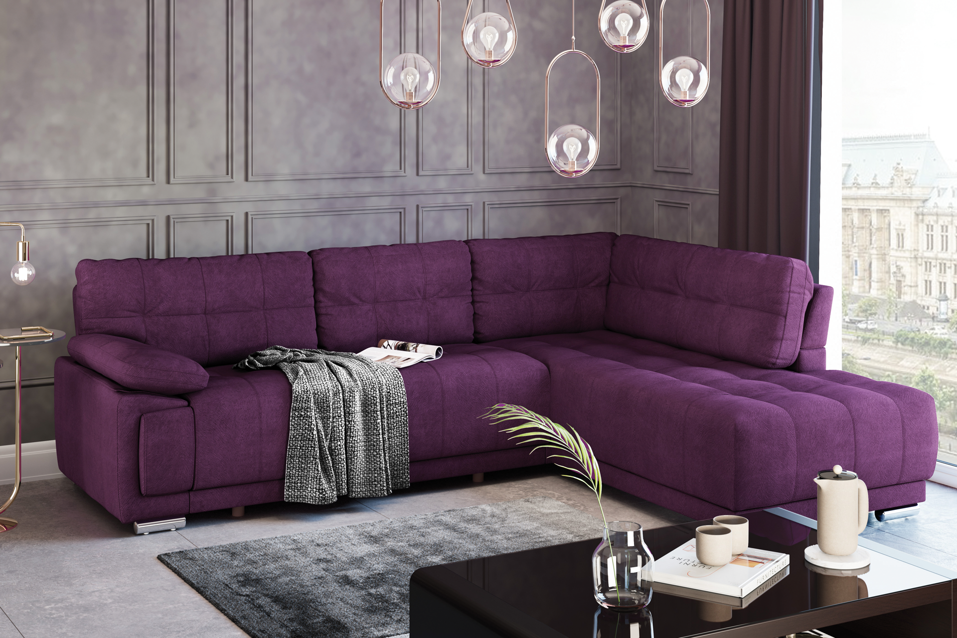 Pachet colțar extensibil California cu ladă pentru depozitare + 2 perne decorative - imagine 4