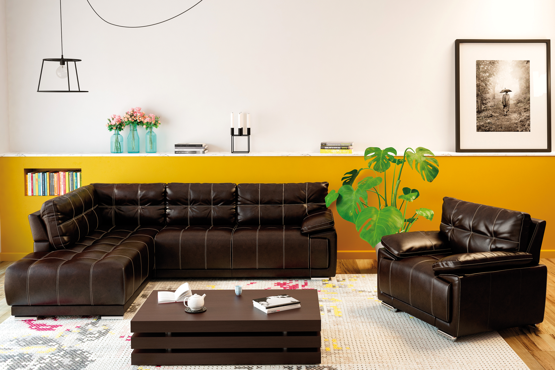 Pachet colțar extensibil California cu ladă pentru depozitare + 2 perne decorative - imagine 8