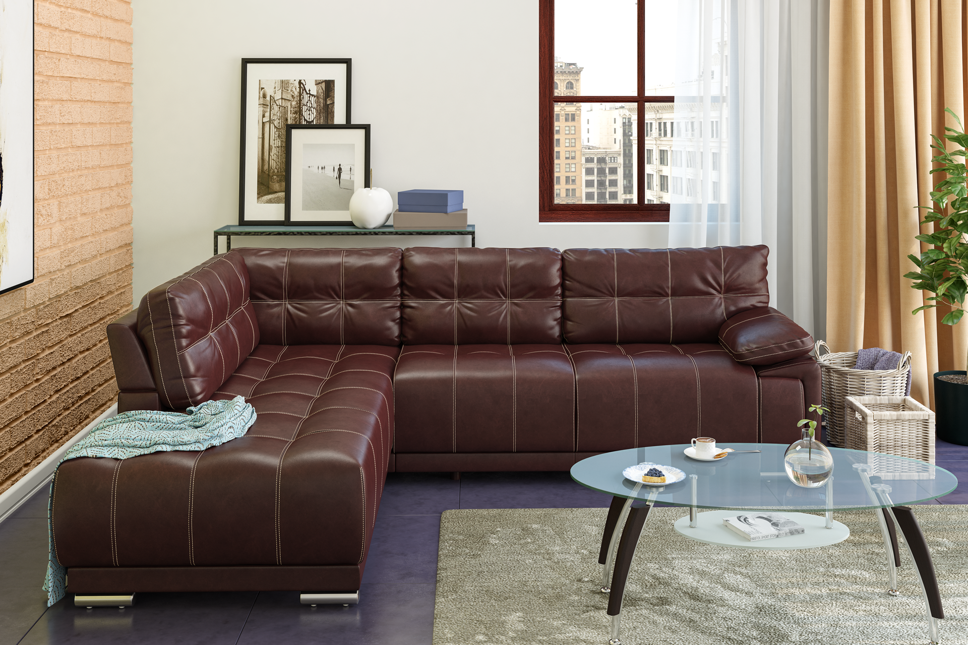 Pachet colțar extensibil California cu ladă pentru depozitare + 2 perne decorative - imagine 7