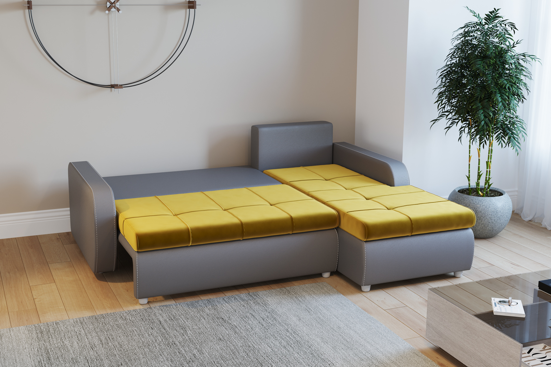Pachet Colțar extensibil Mondo 2 cu ladă pentru depozitare + 2 perne decorative - imagine 3