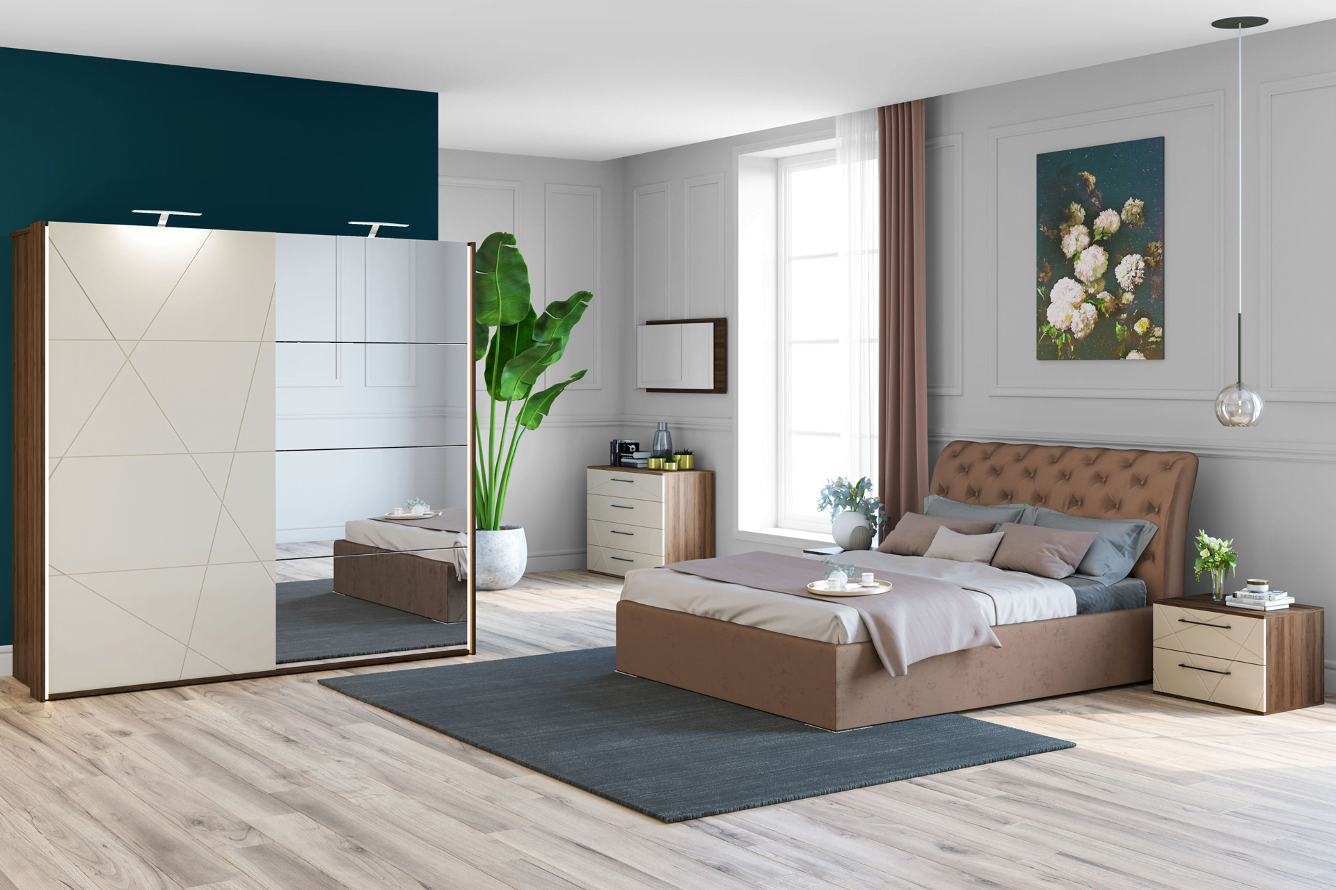 Pachet pat Lord tapițat integral + suport saltea sau 2 perne decorative - imagine 3
