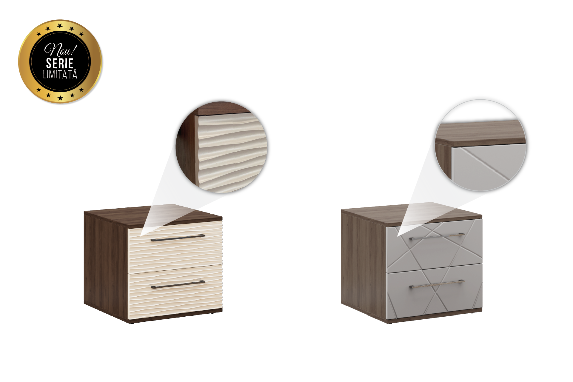 Pachet 2 Noptiere cu sertare L48 - imagine 2