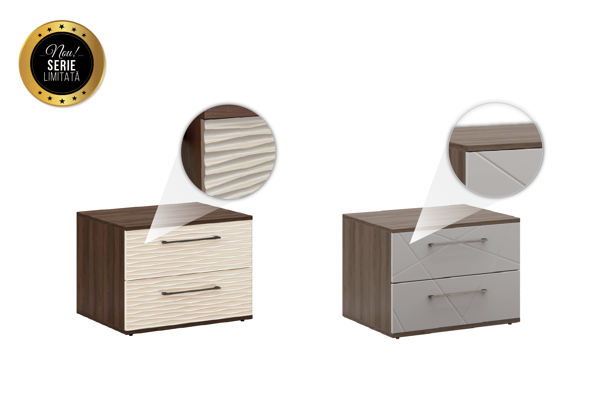 Pachet 2 noptiere cu sertare L60 - imagine 2