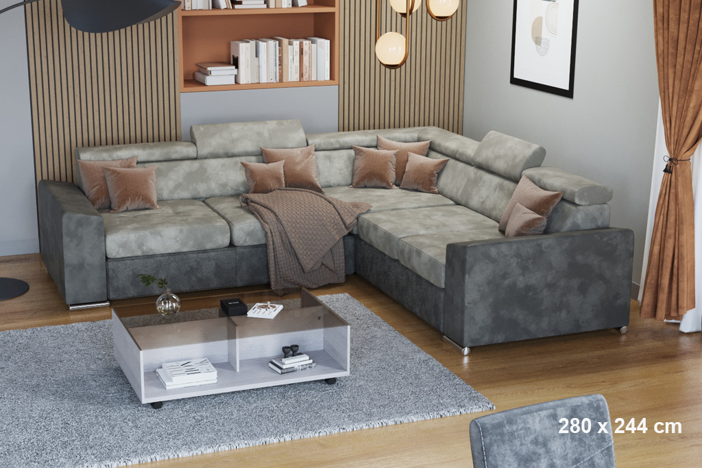Pachet colțar extensibil City L280 x 244 + 2 perne decorative - imagine 3