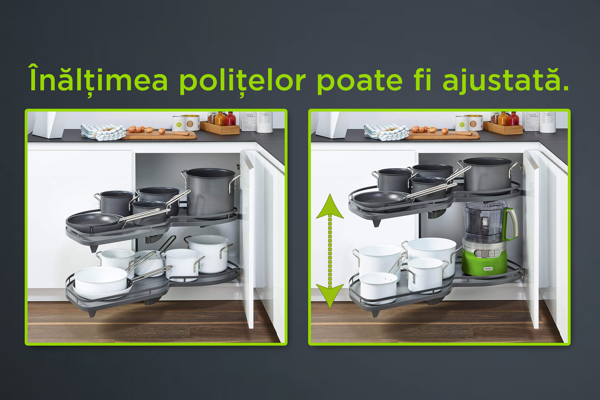 Set polițe rotative cu extragere totală pentru modulul de colț L109 s/d - imagine 3