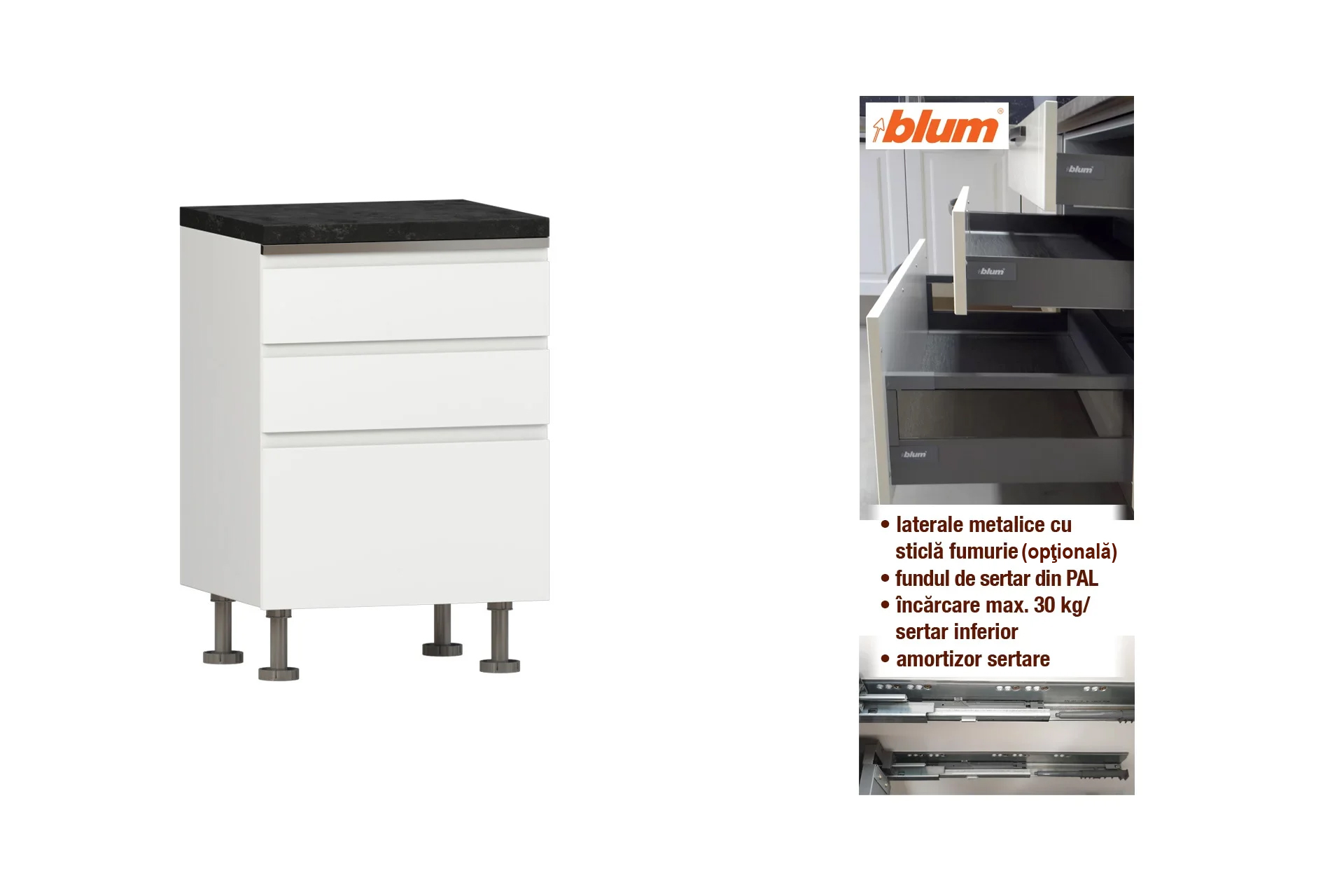 Modul cu 3 sertare L60 - imagine 2