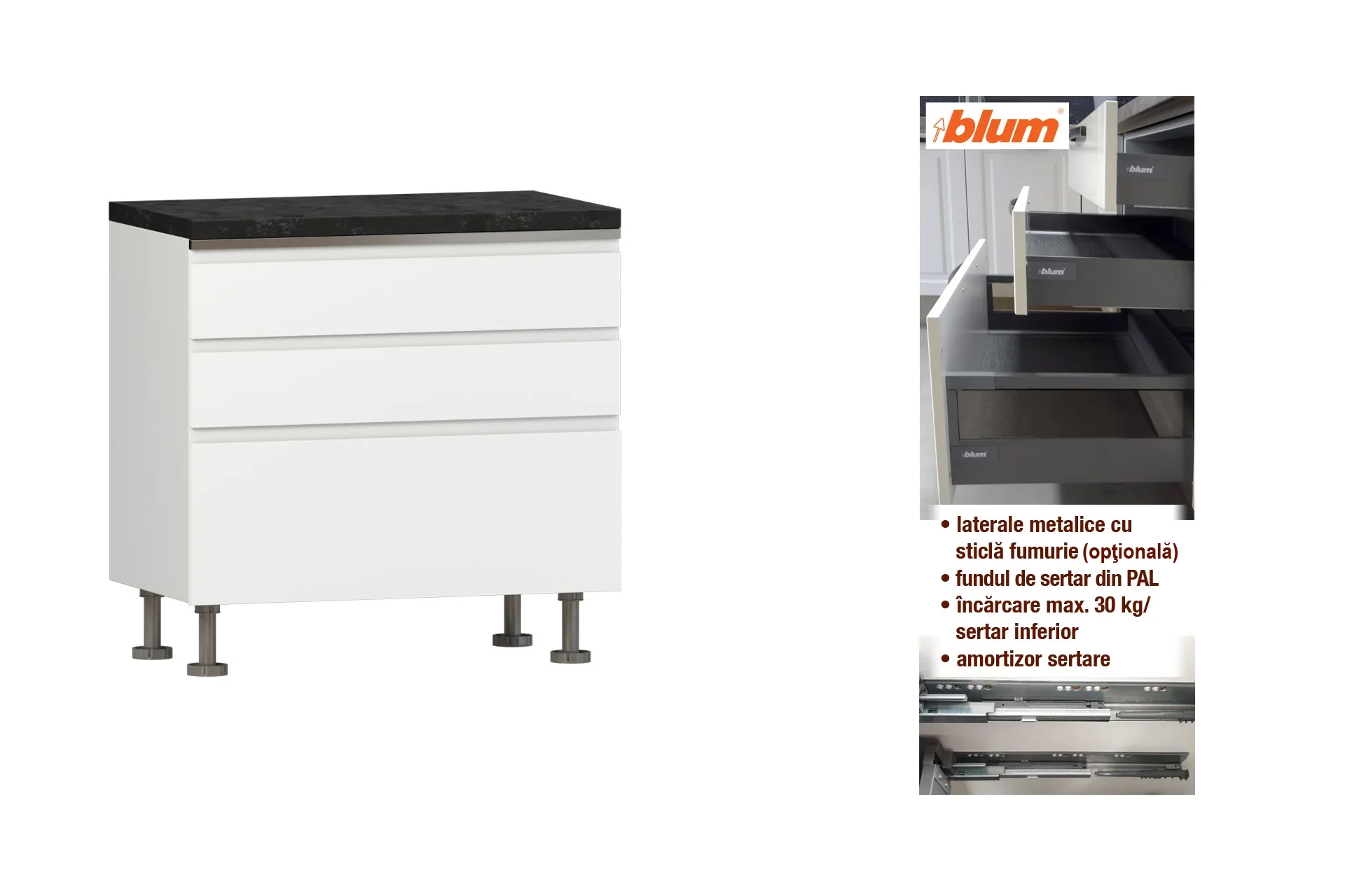 Modul cu 3 sertare L90 - imagine 2