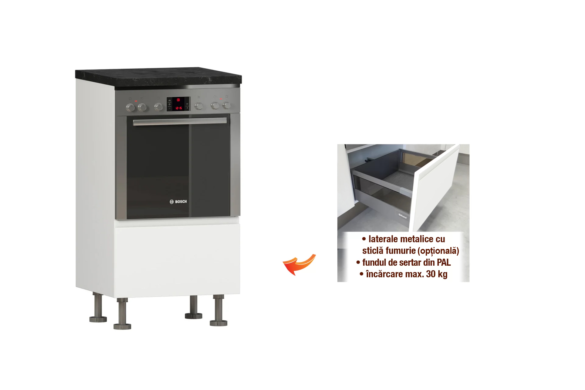 Modul semiînălțime pentru cuptor L60 cu sertar - imagine 2