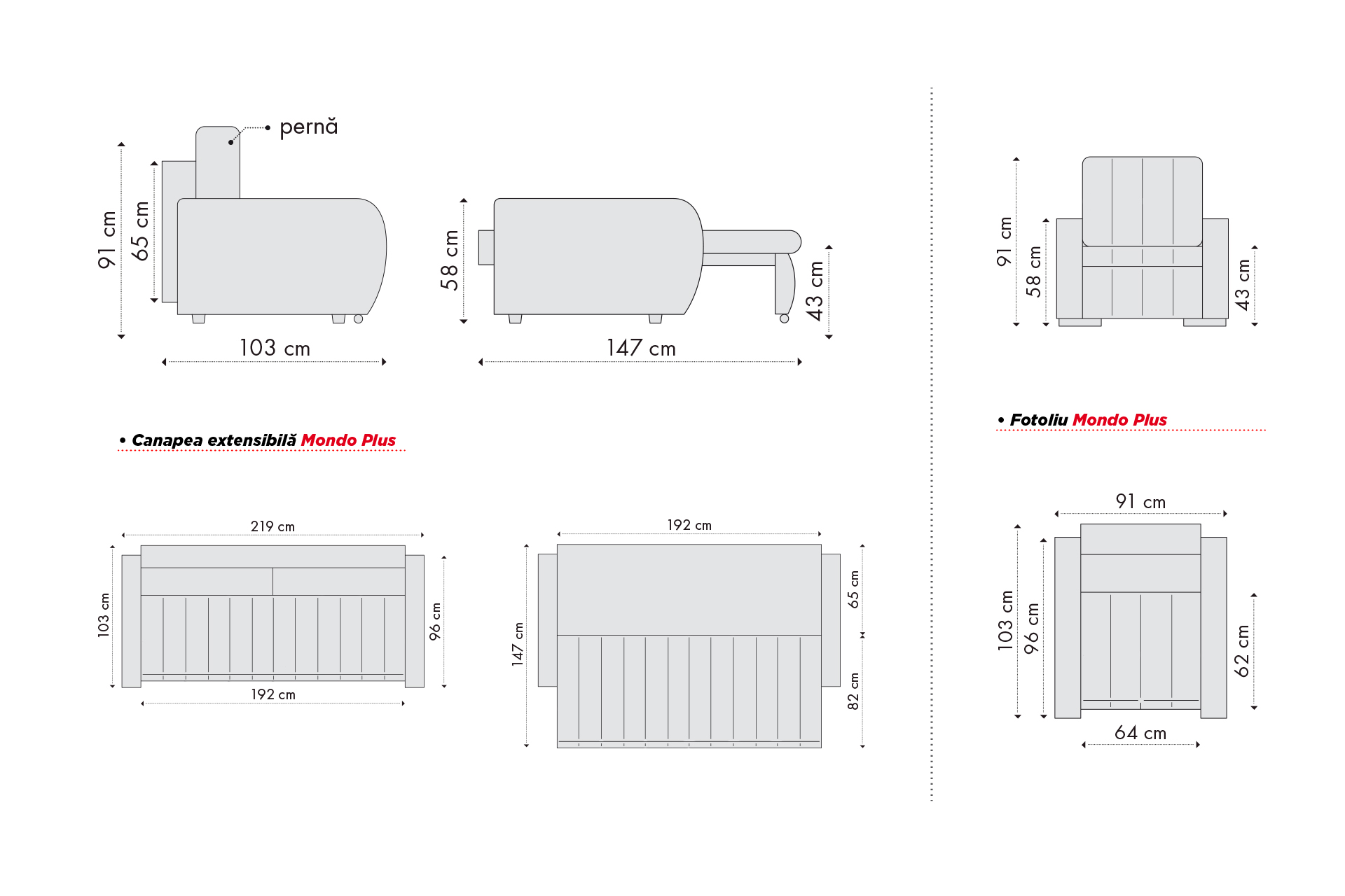 Pachet canapea Mondo Plus 3 locuri extensibilă + 2 perne decorative - imagine 6