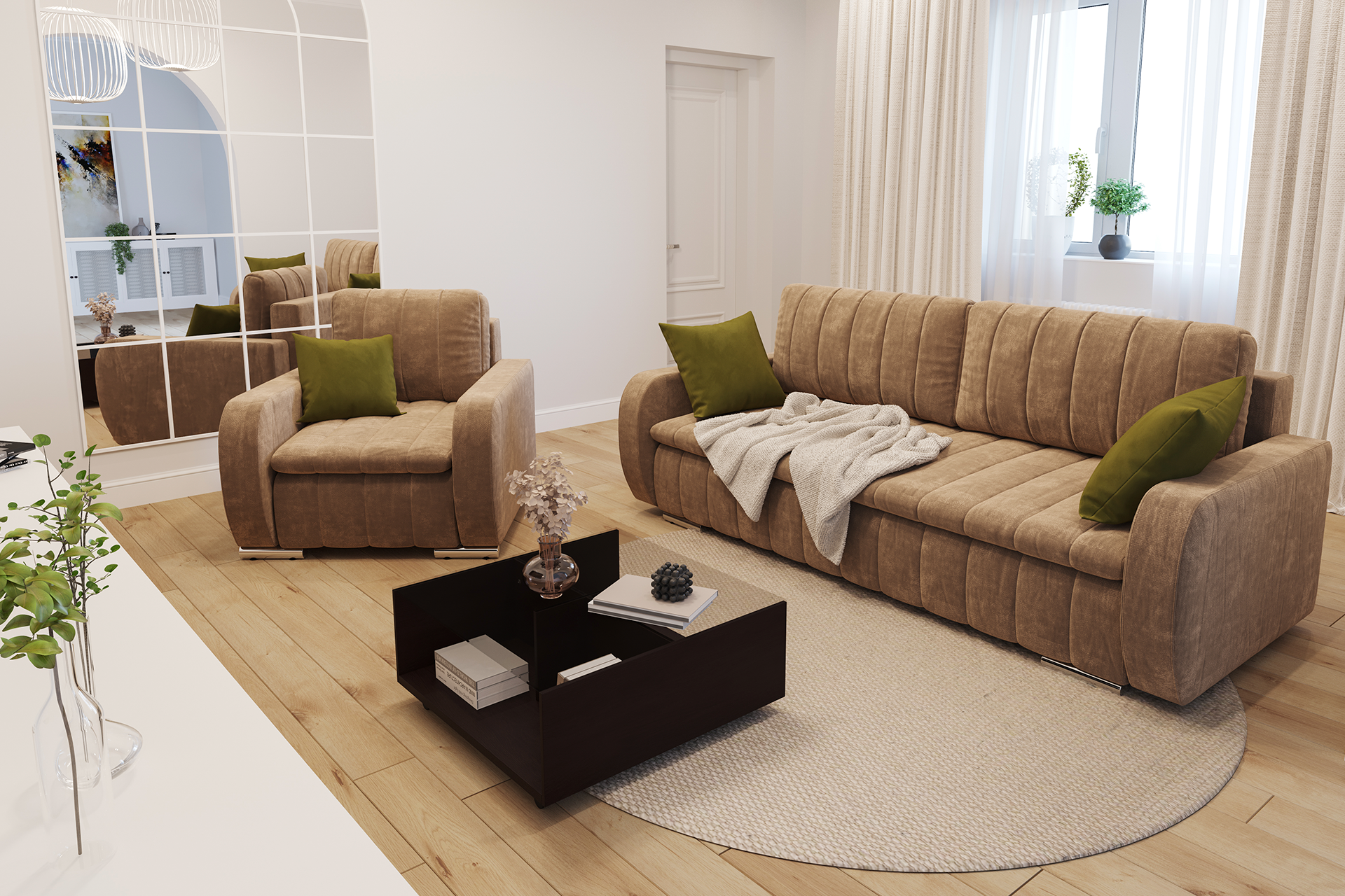 Pachet canapea Mondo Plus 3 locuri extensibilă + 2 perne decorative - imagine 3