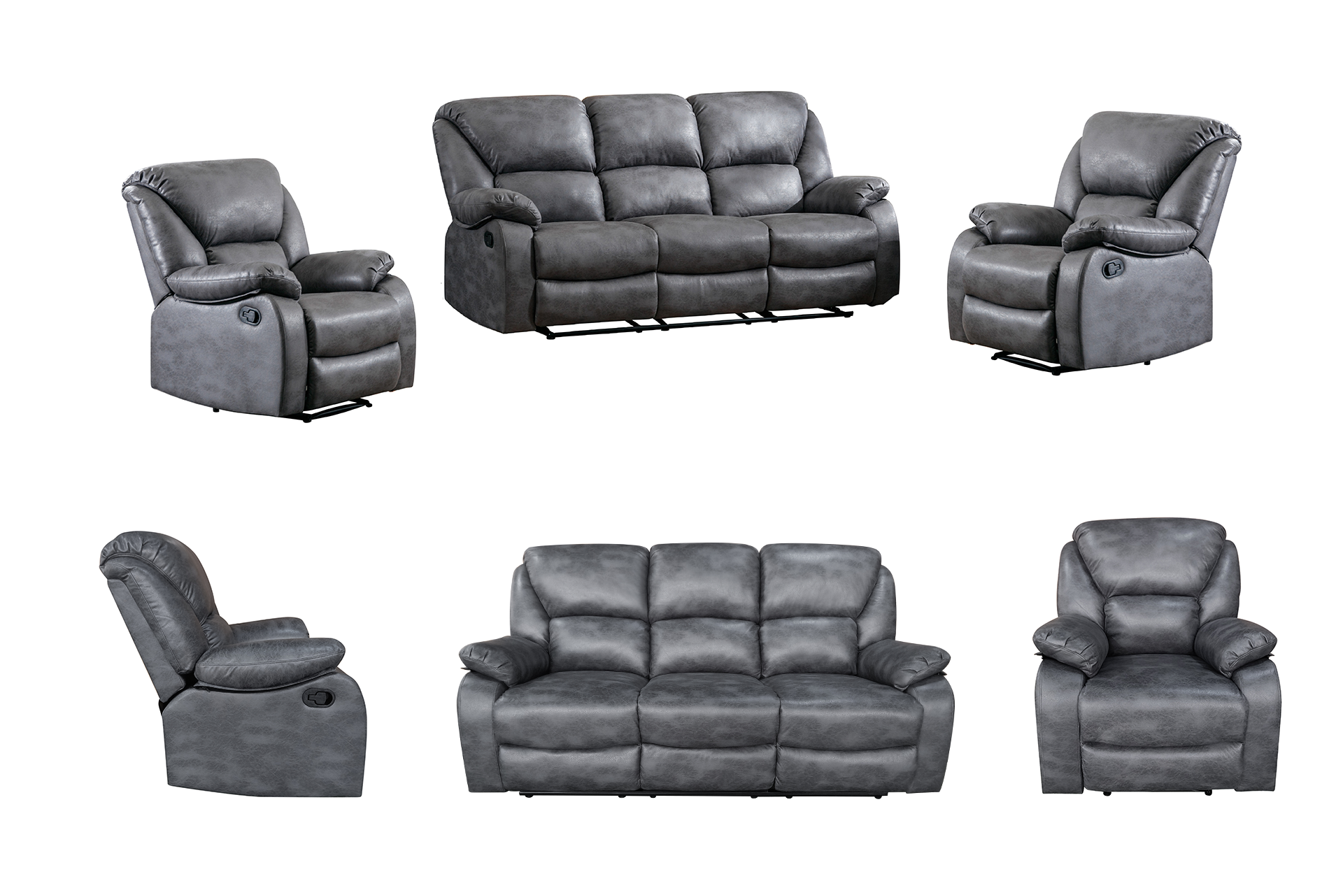 Pachet canapea Barcelona 3 locuri cu 2 reclinere + pernă decorativă - imagine 3