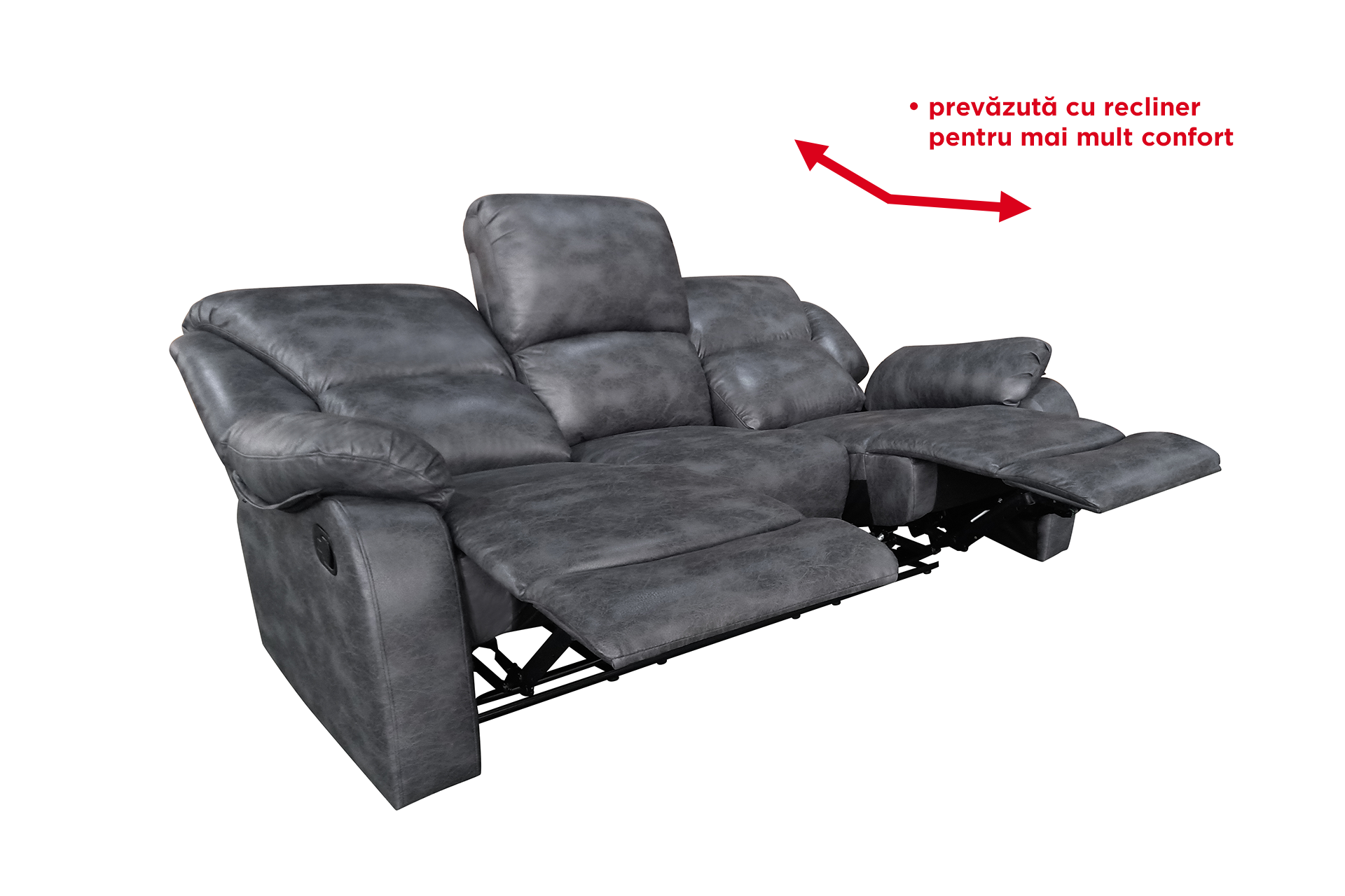 Pachet canapea Barcelona 3 locuri cu 2 reclinere + pernă decorativă - imagine 4