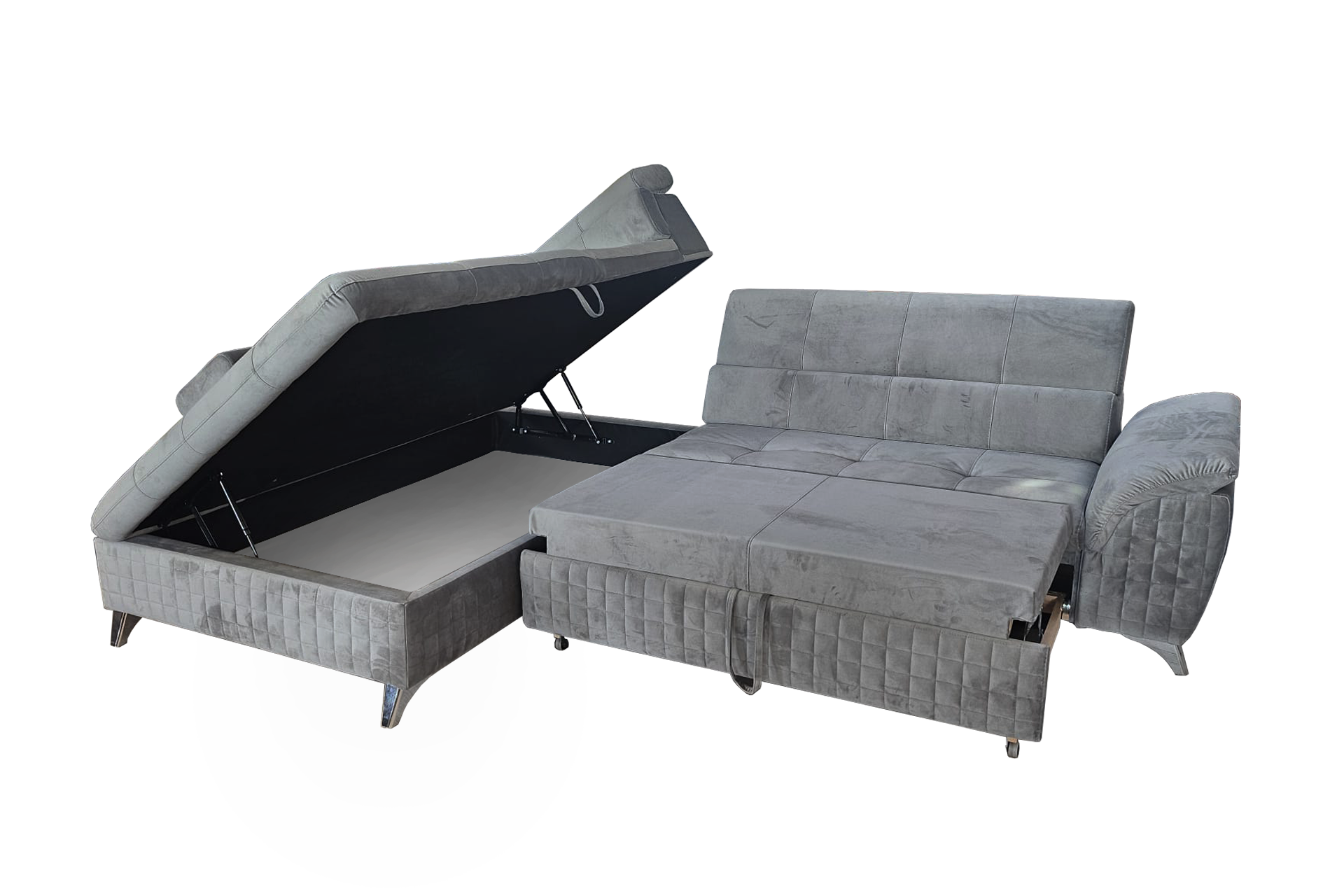 Pachet colțar modular extensibil Kiev cu ladă pentru depozitare + 2 perne decorative - imagine 6
