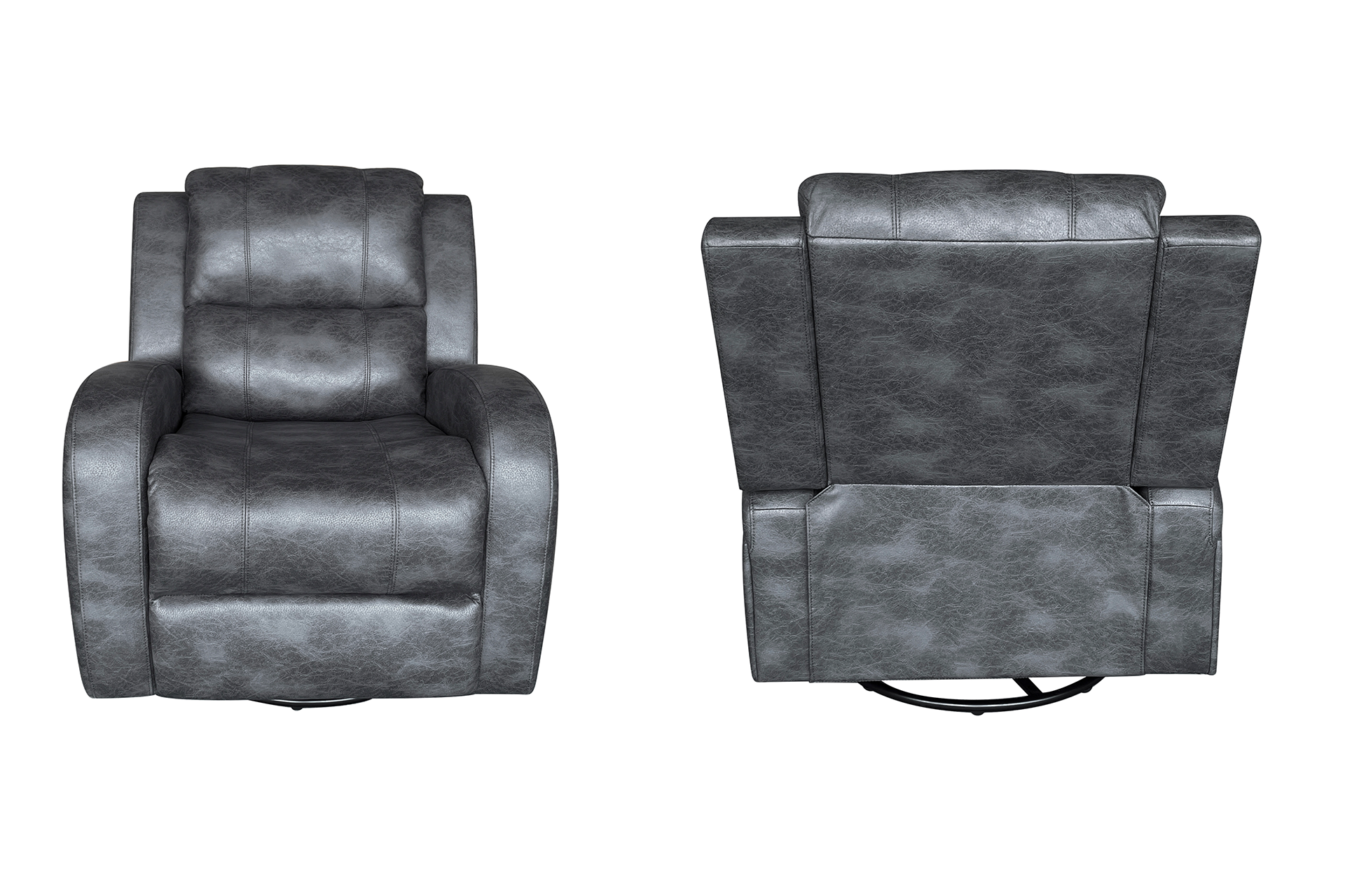 Pachet fotoliu cu recliner Toronto Grey (balansoar, rotativ) + taburet tapițat pătrat - imagine 4