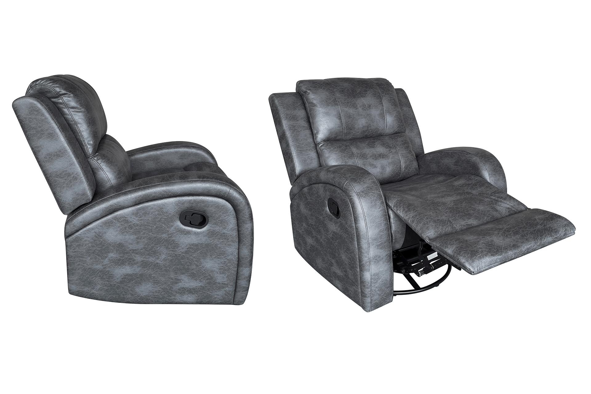 Pachet fotoliu cu recliner Toronto Grey (balansoar, rotativ) + taburet tapițat pătrat - imagine 3