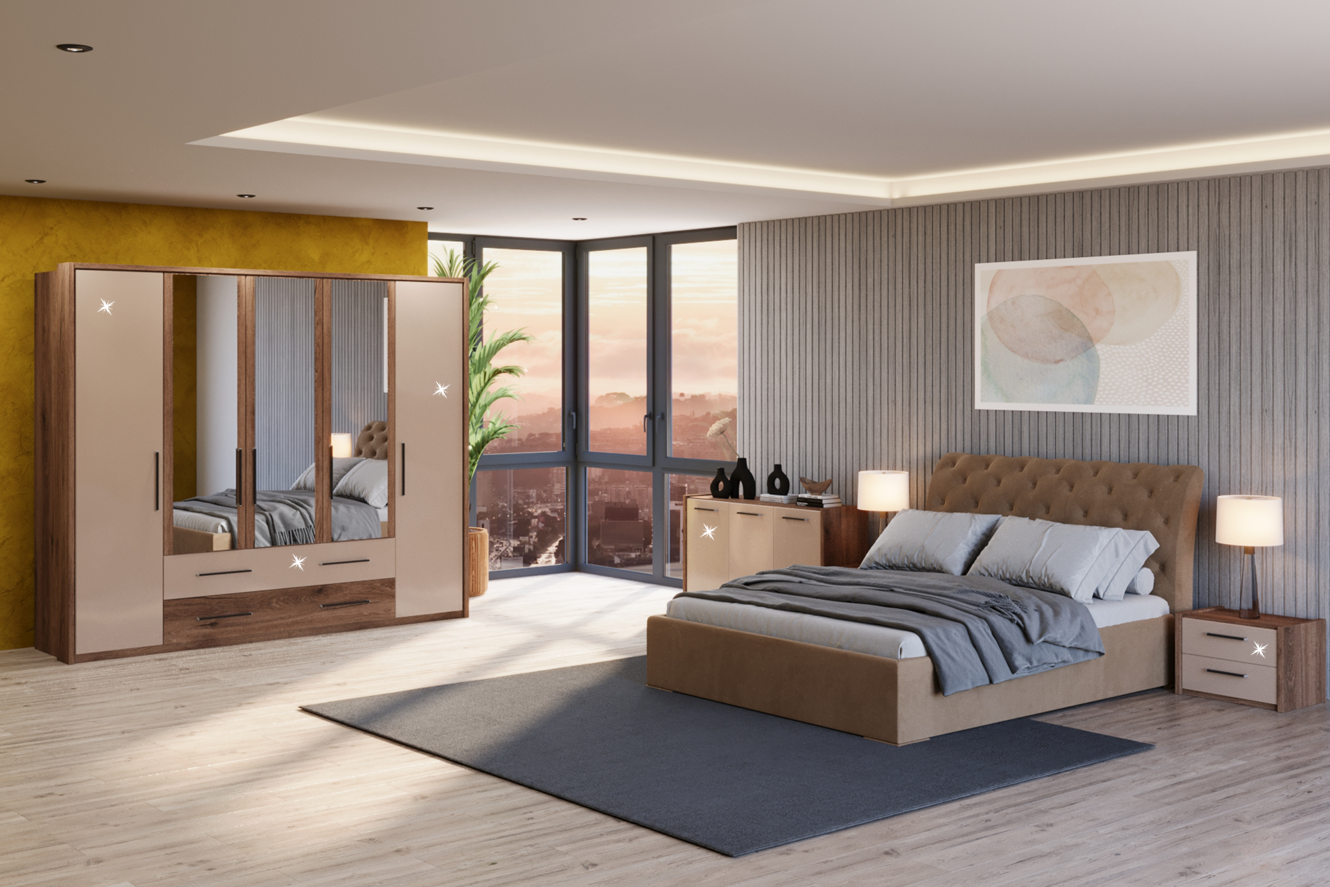 Pachet pat Lord tapițat integral + suport saltea sau 2 perne decorative - imagine 4
