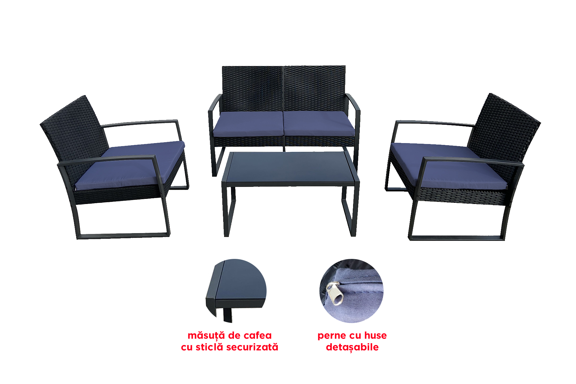 Set mobilier grădină/terasă LEON PLUS 4 piese - imagine 3