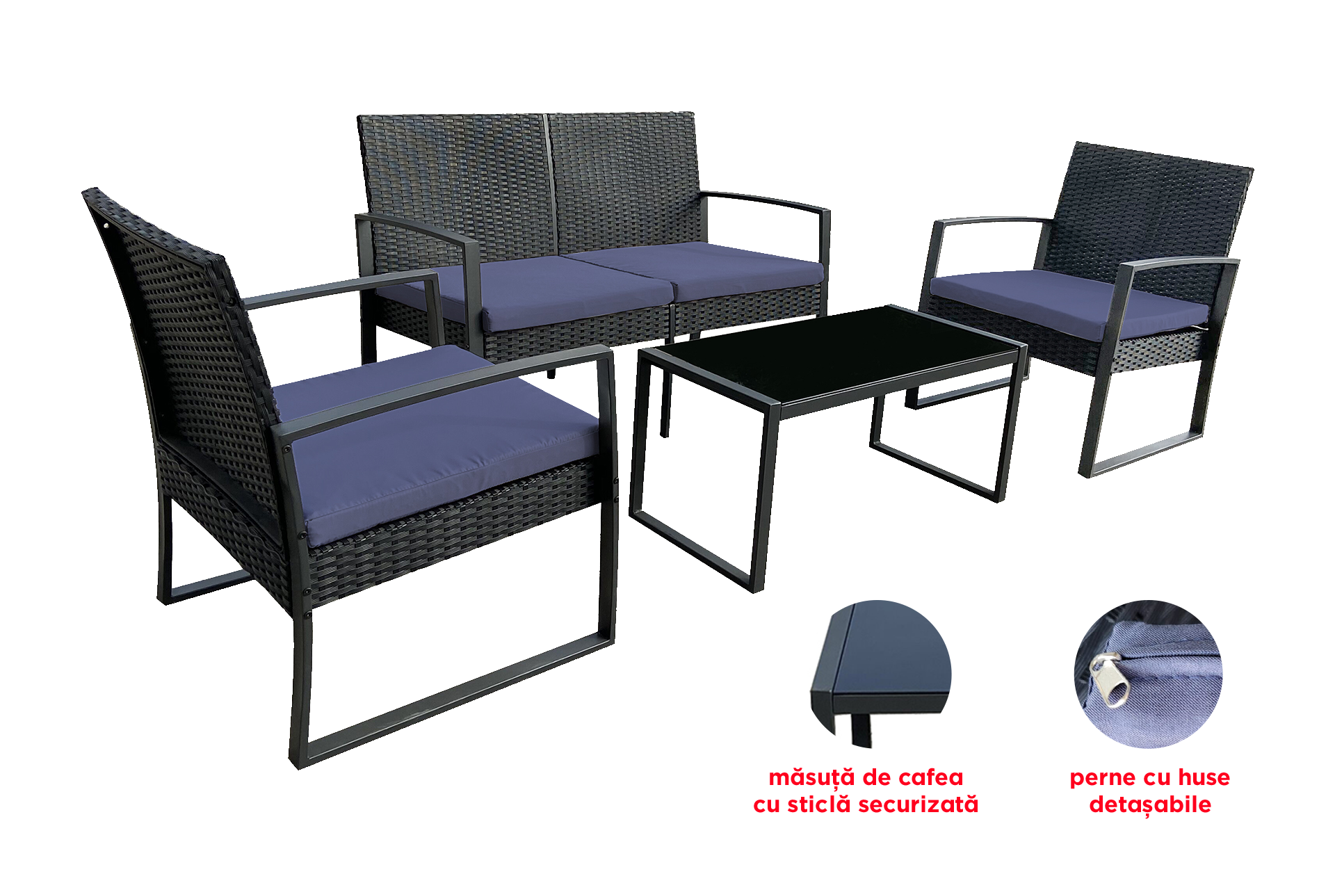 Set mobilier grădină/terasă LEON PLUS 4 piese - imagine 4