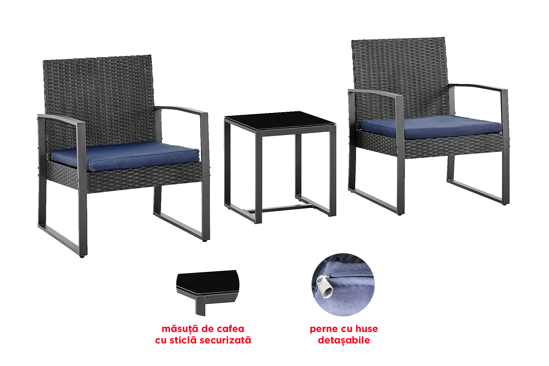 Set mobilier grădină/terasă LEON 3 piese - imagine 4