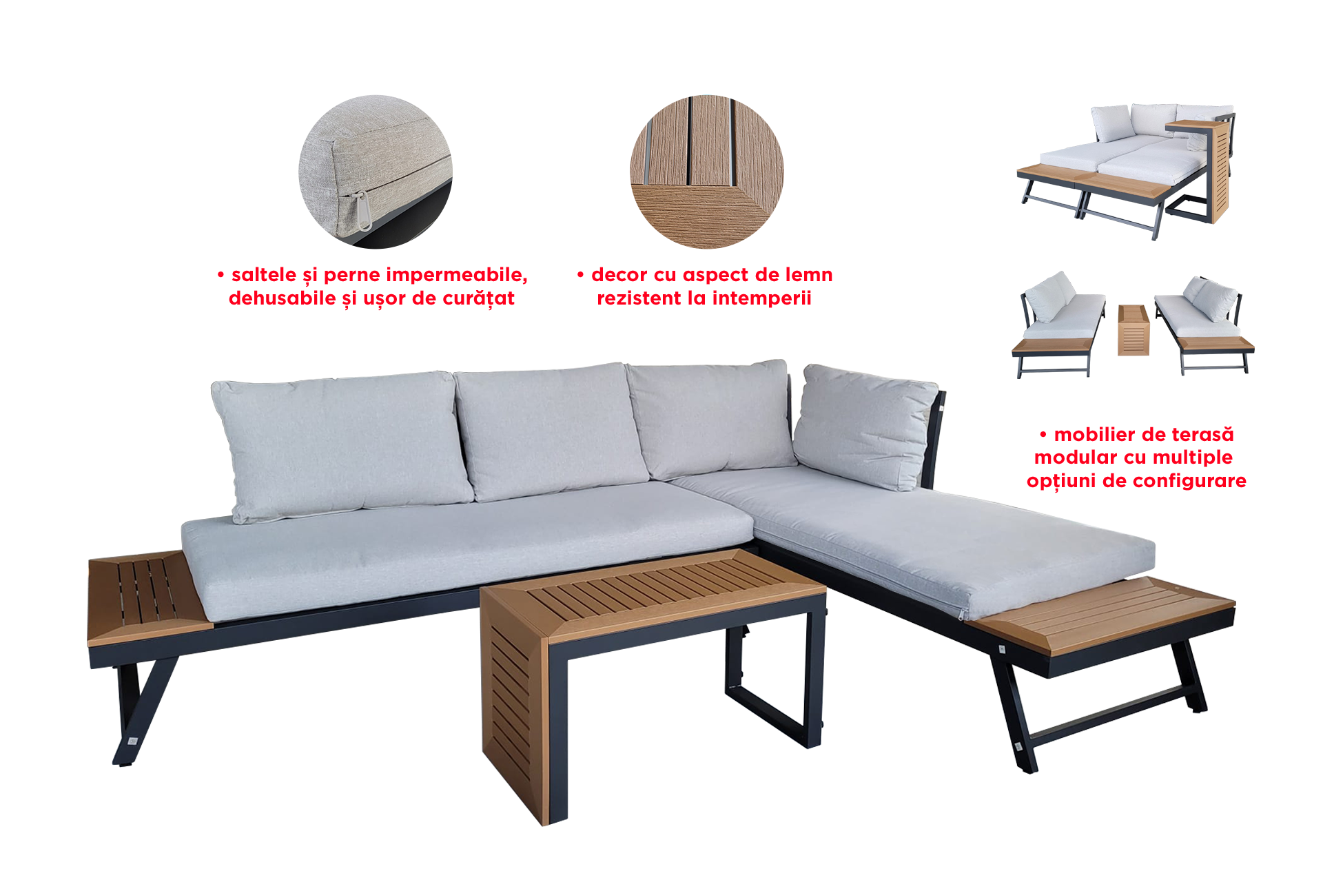 Set mobilier grădină/terasă MIAMI 3 piese - imagine 2