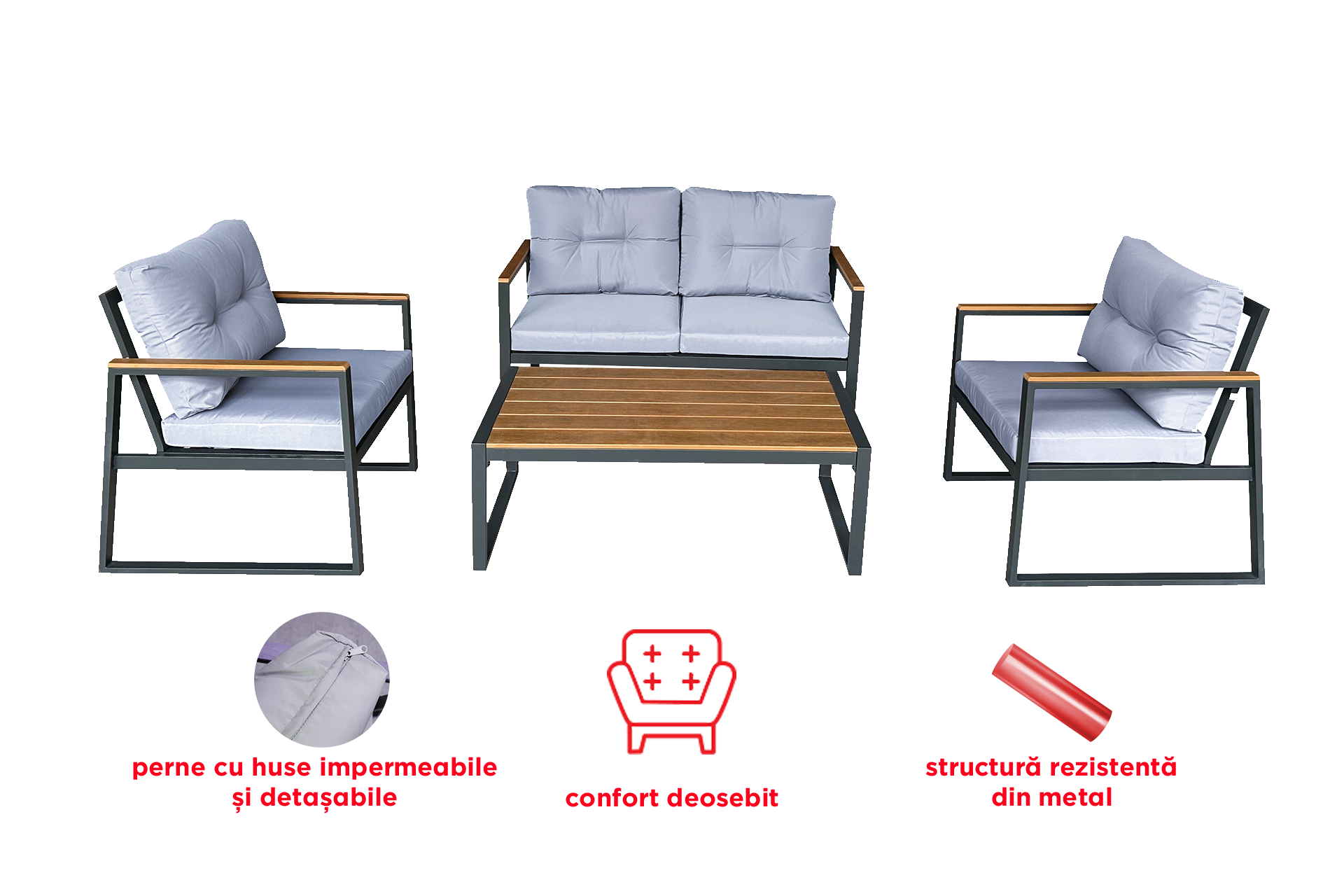 Set mobilier grădină/terasă VALENCIA 4 piese - imagine 3