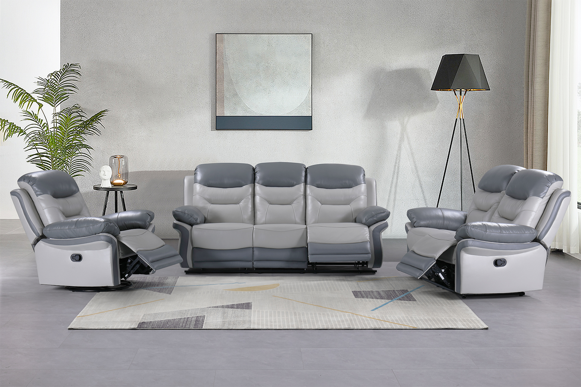 Pachet canapea Macao 2 locuri cu 2 reclinere + pernă decorativă
