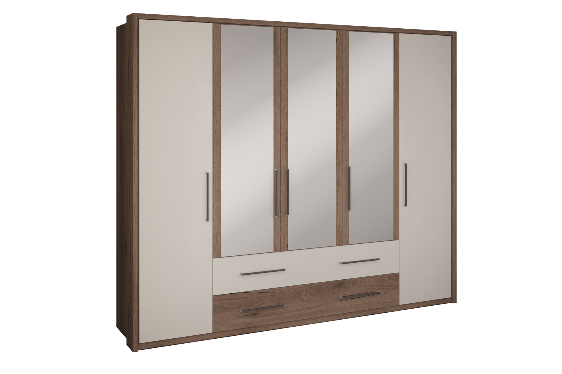 Pachet șifonier 5 uși cu sertare L260 + set 2 rafturi L48 - imagine 2