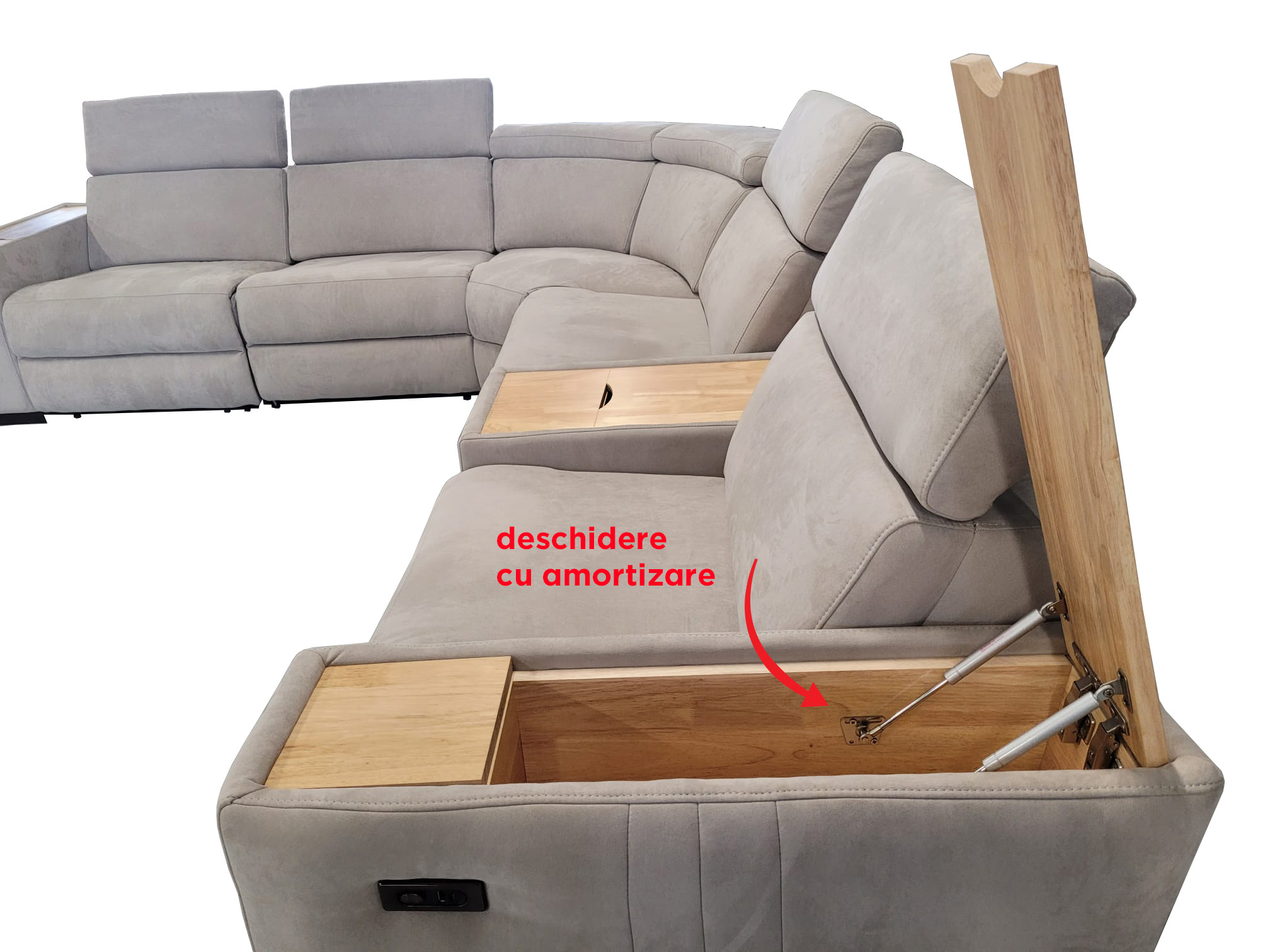 Pachet colțar cu reclinere electrice Prestige Maximus + pernă decorativă - imagine 6