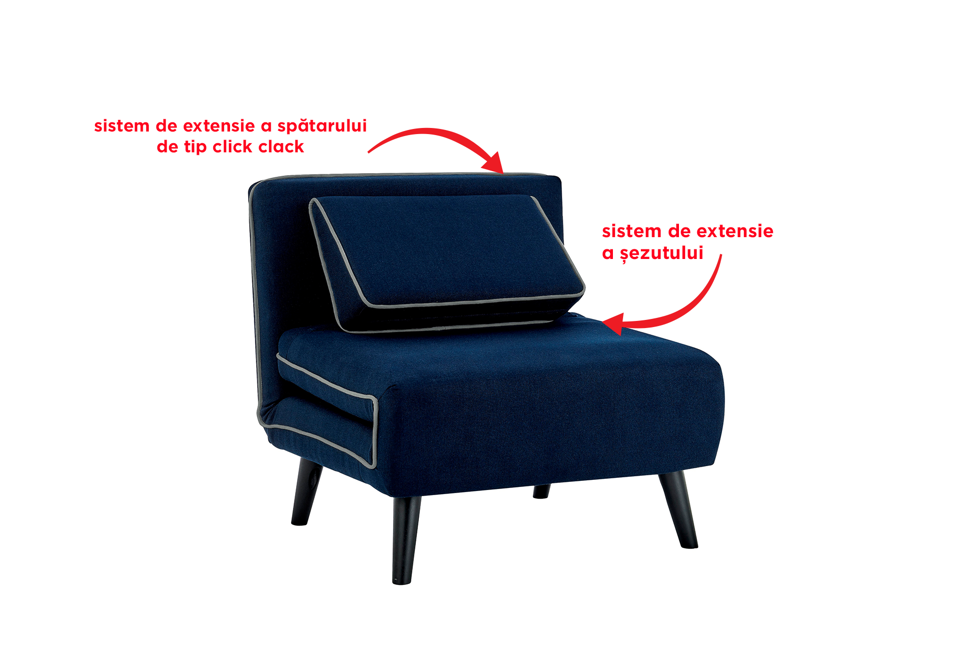 Pachet fotoliu extensibil Bliss + pernă decorativă - imagine 3