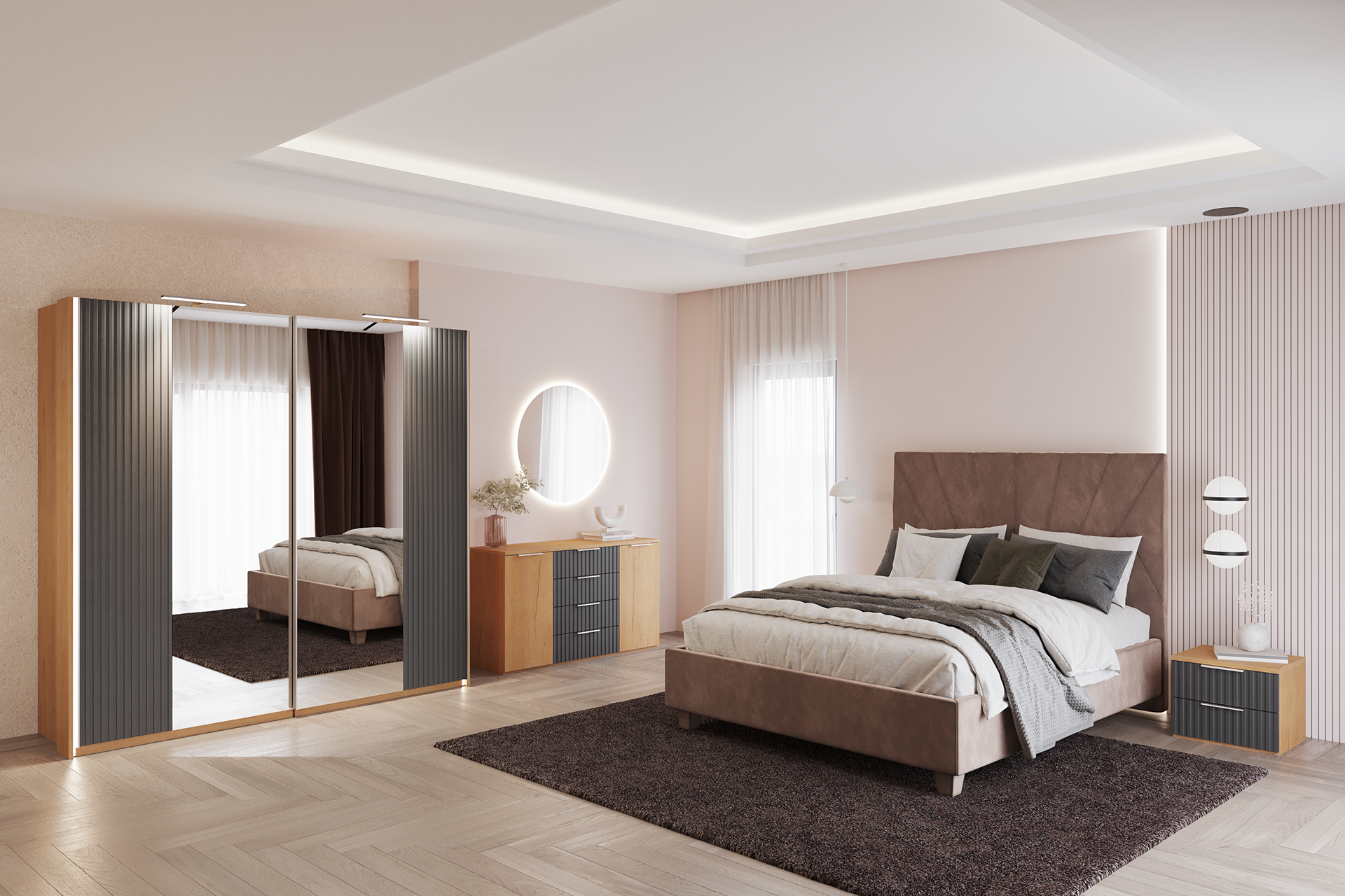 Pachet pat City tapițat integral + 2 perne decorative - imagine 11