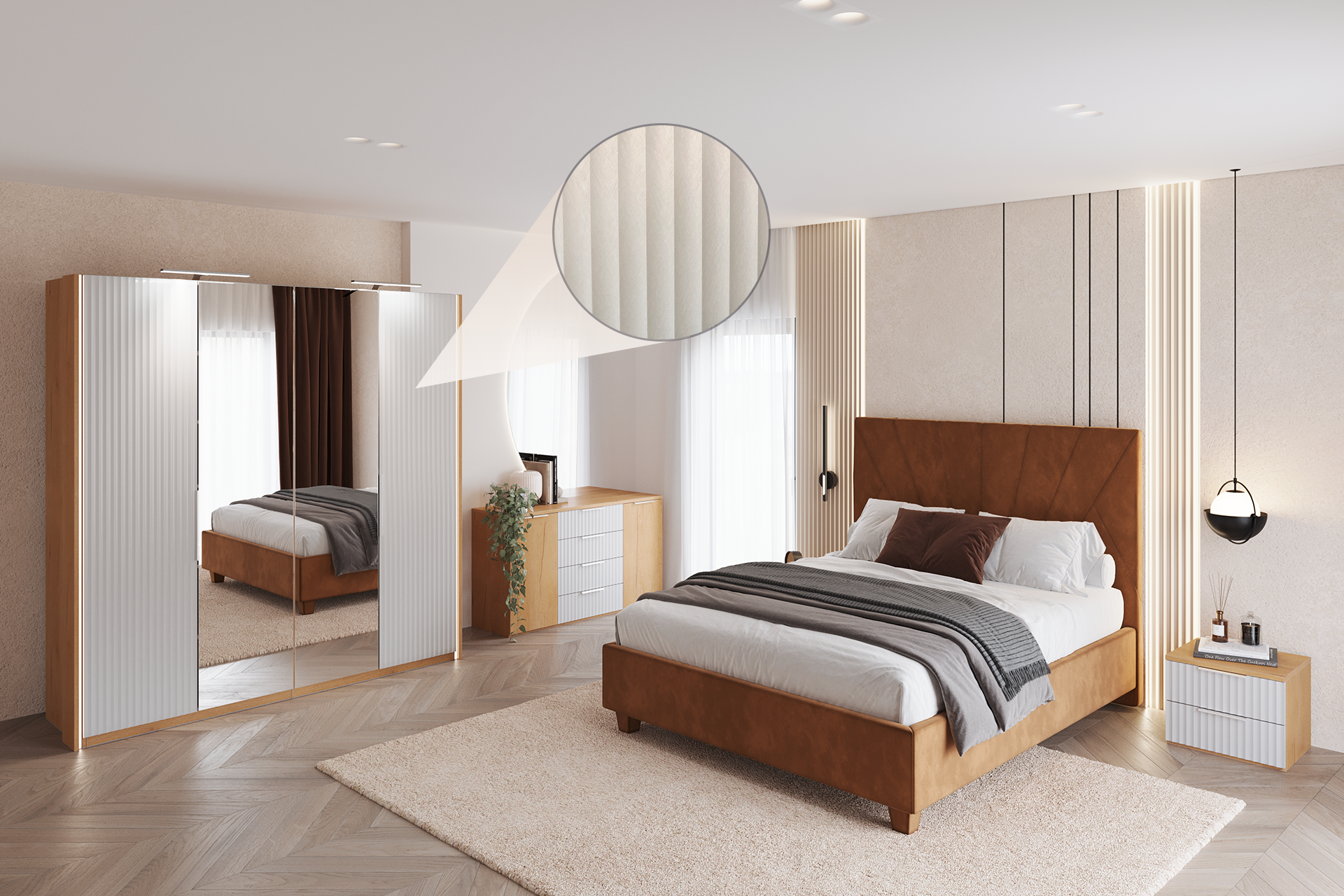 Dormitor Loft cu șifonier 4 uși L200 - imagine 2