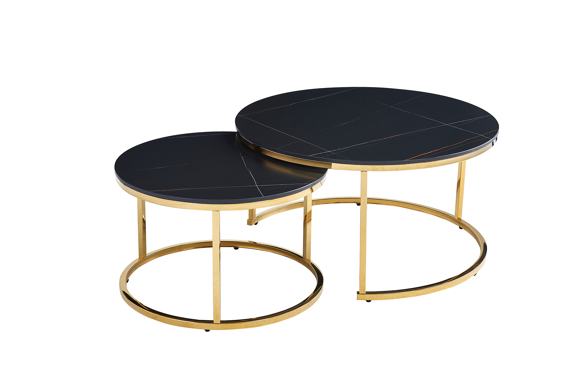 Set 2 măsuțe de cafea Twin gold ceramic D80/D60 - imagine 2
