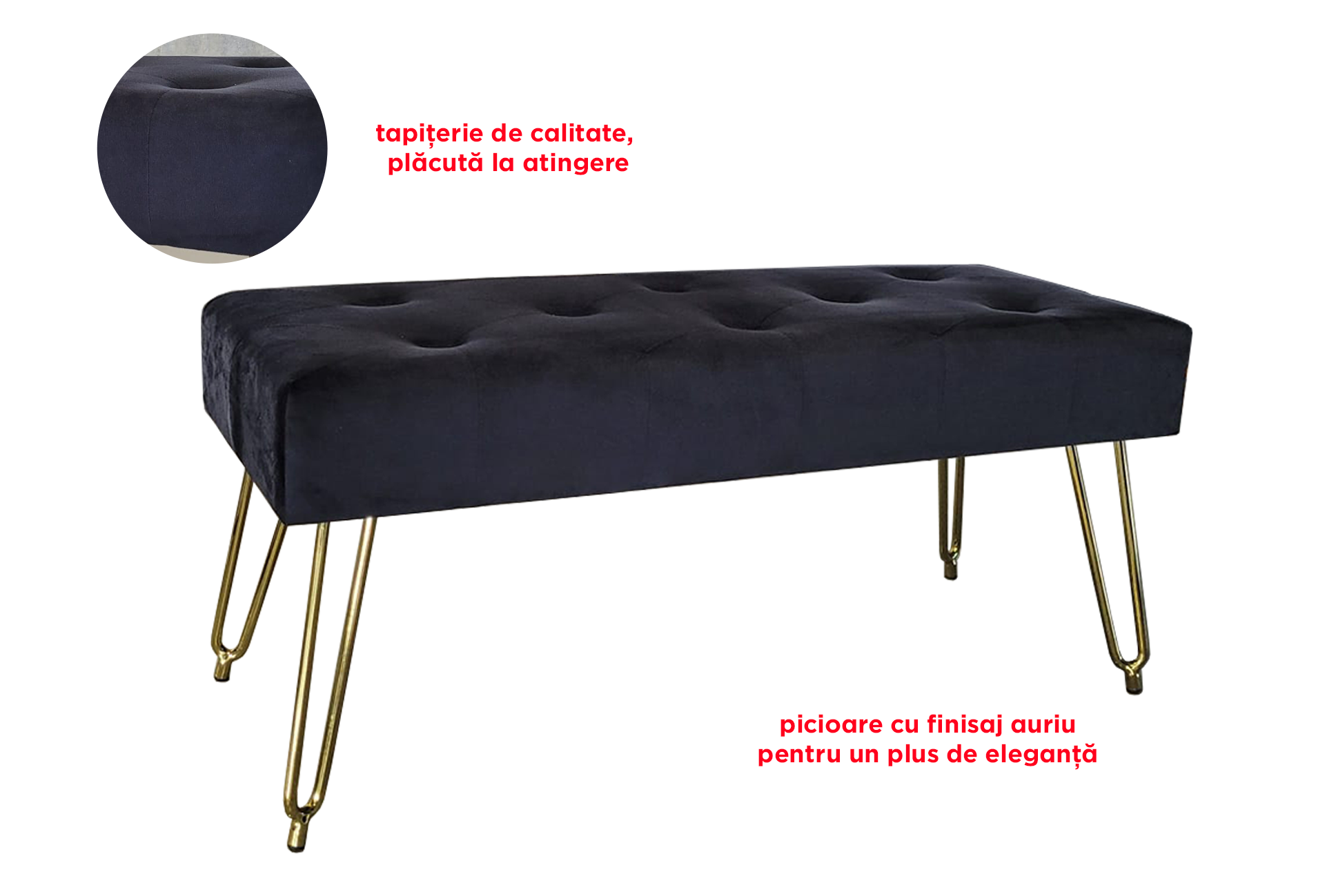 Pachet băncuță Glamour velvet + pernă decorativă - imagine 5