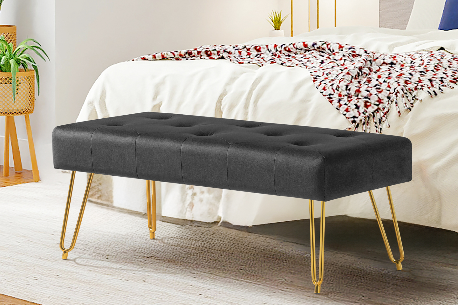 Pachet băncuță Glamour velvet + pernă decorativă - imagine 2