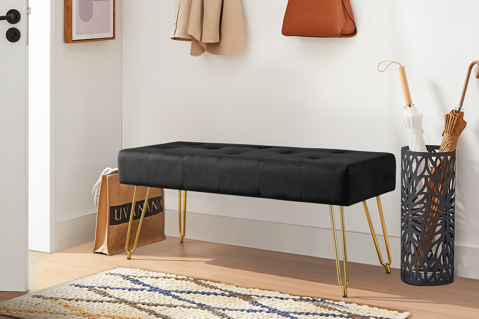 Pachet băncuță Glamour velvet + pernă decorativă - imagine 3