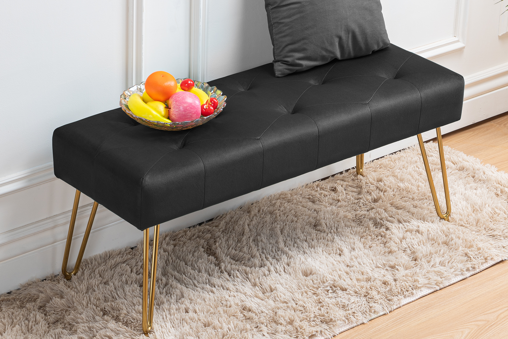 Pachet băncuță Glamour velvet + pernă decorativă - imagine 4