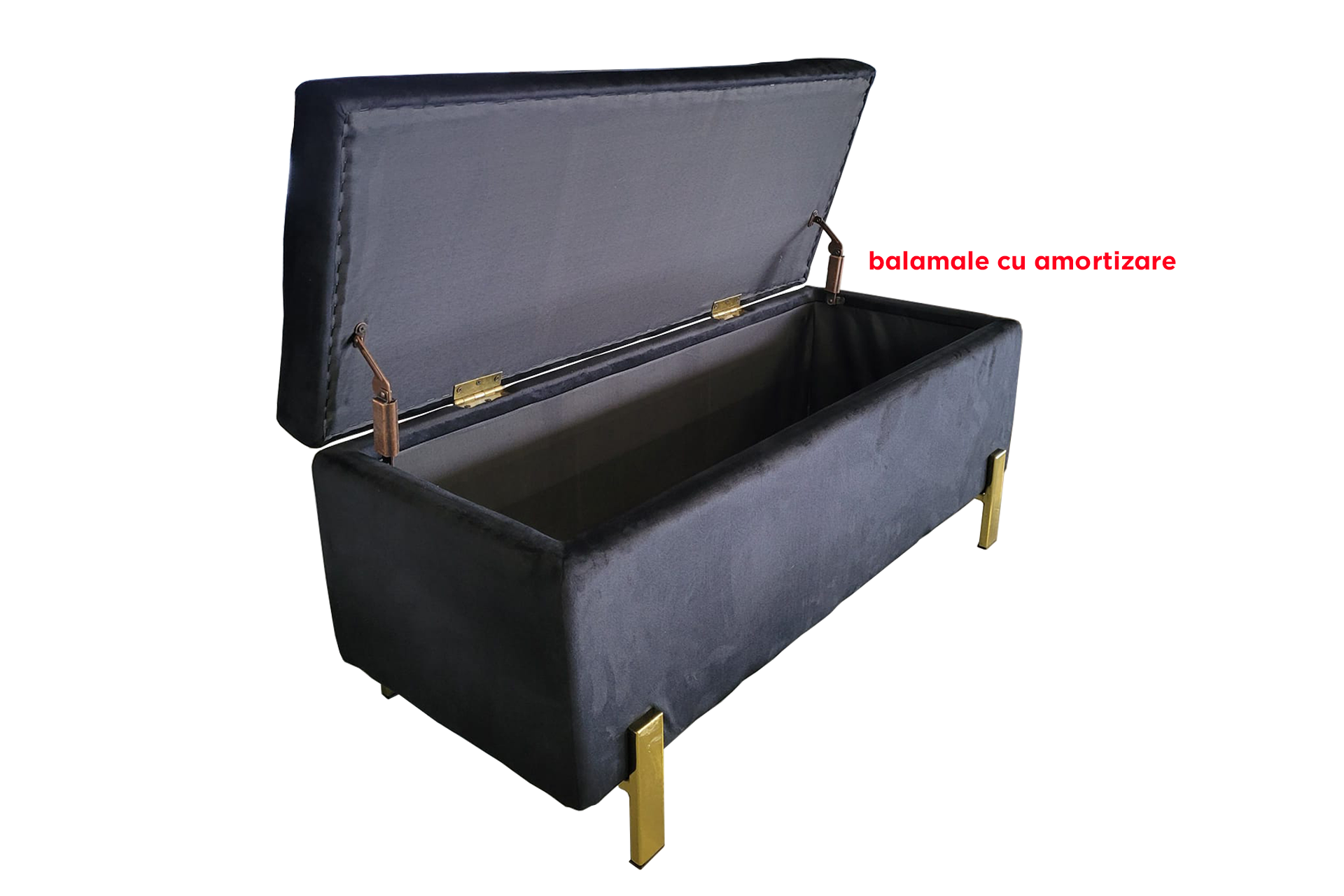 Pachet băncuță cu depozitare Elegance velvet + pernă decorativă - imagine 4