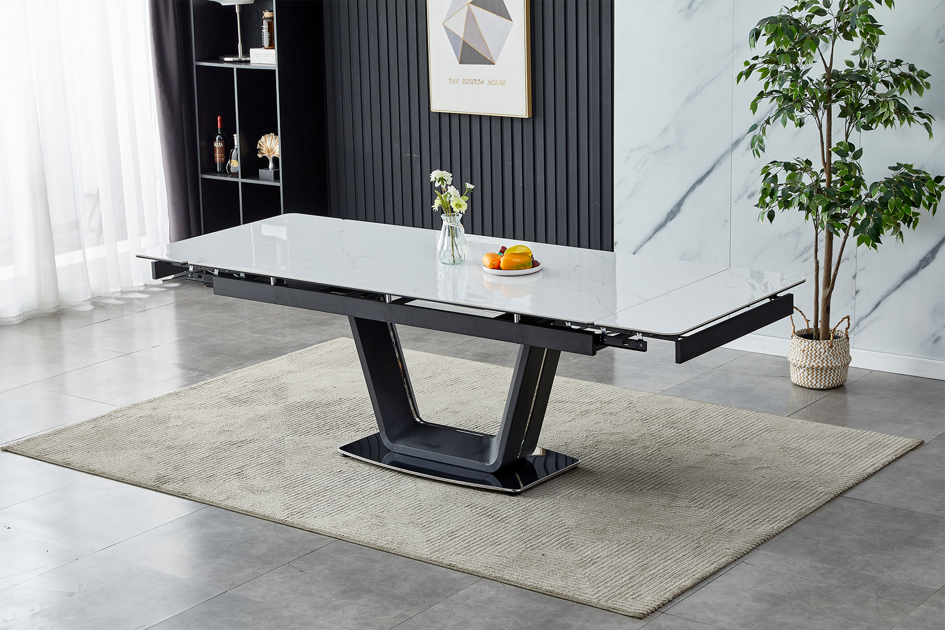 Masă extensibilă V-Wing white ceramic - imagine 2