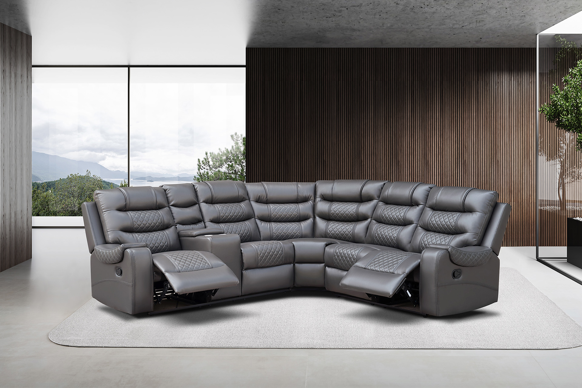 Pachet colțar cu reclinere Luxura Maximus + pernă decorativă - imagine 2