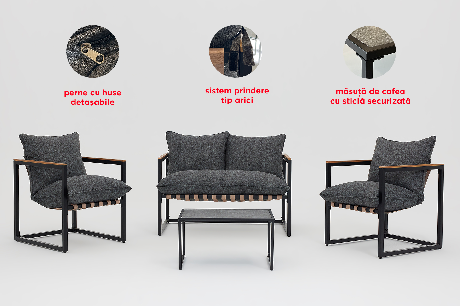 Set mobilier grădină/terasă IBIZA PLUS 4 piese - imagine 3